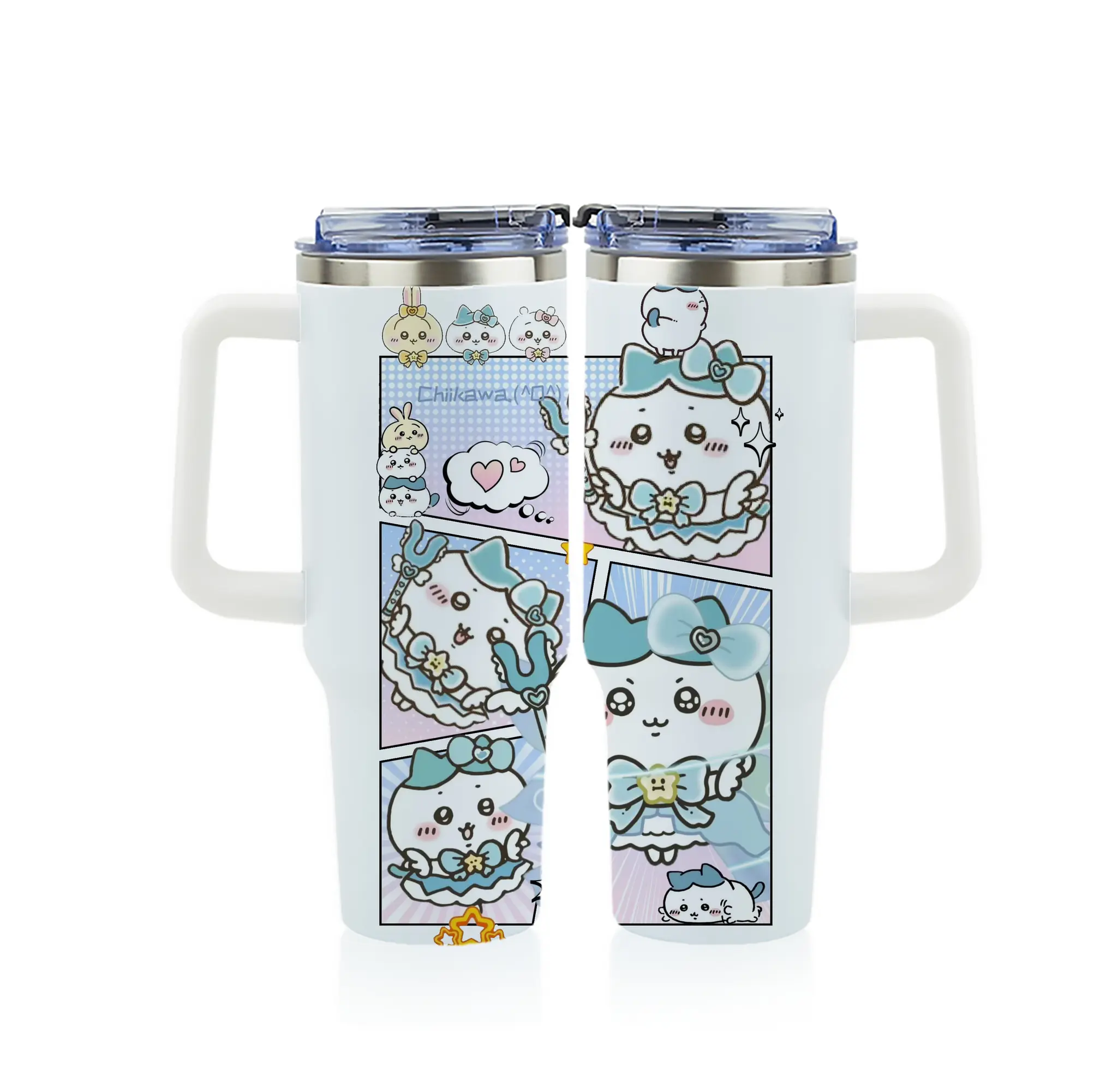 ちい が わ グッズ ハチワレ - 1200mL フルプリント車用タンブラー ・ 304ステンレス 内側 ・ 201ステンレス 外側 ・ 保温 保冷 ・ 通勤 ドライブ アウトドア用