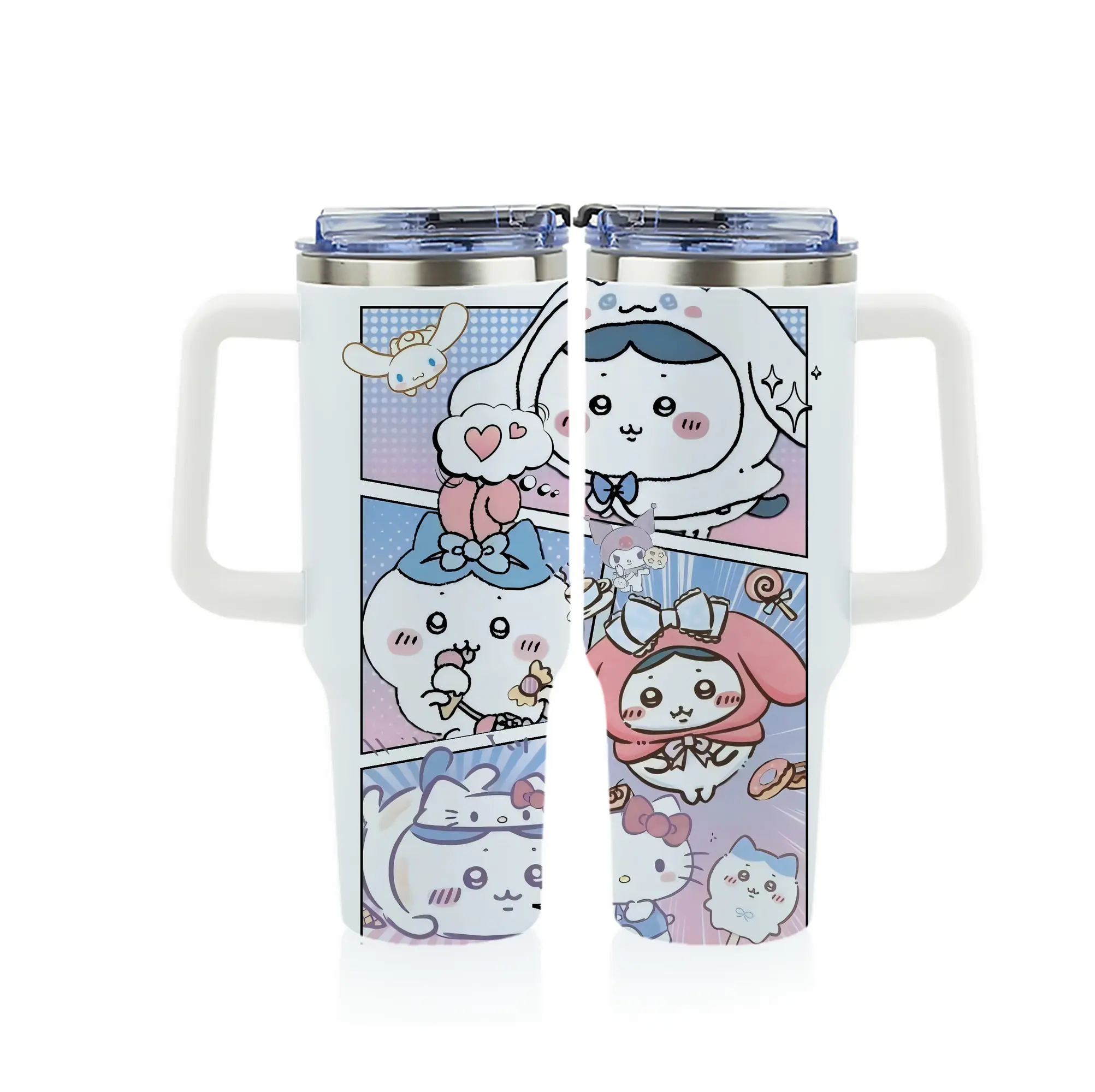 ちい が わ グッズ ハチワレ - 1200mL フルプリント車用タンブラー ・ 304ステンレス 内側 ・ 201ステンレス 外側 ・ 保温 保冷 ・ 通勤 ドライブ アウトドア用