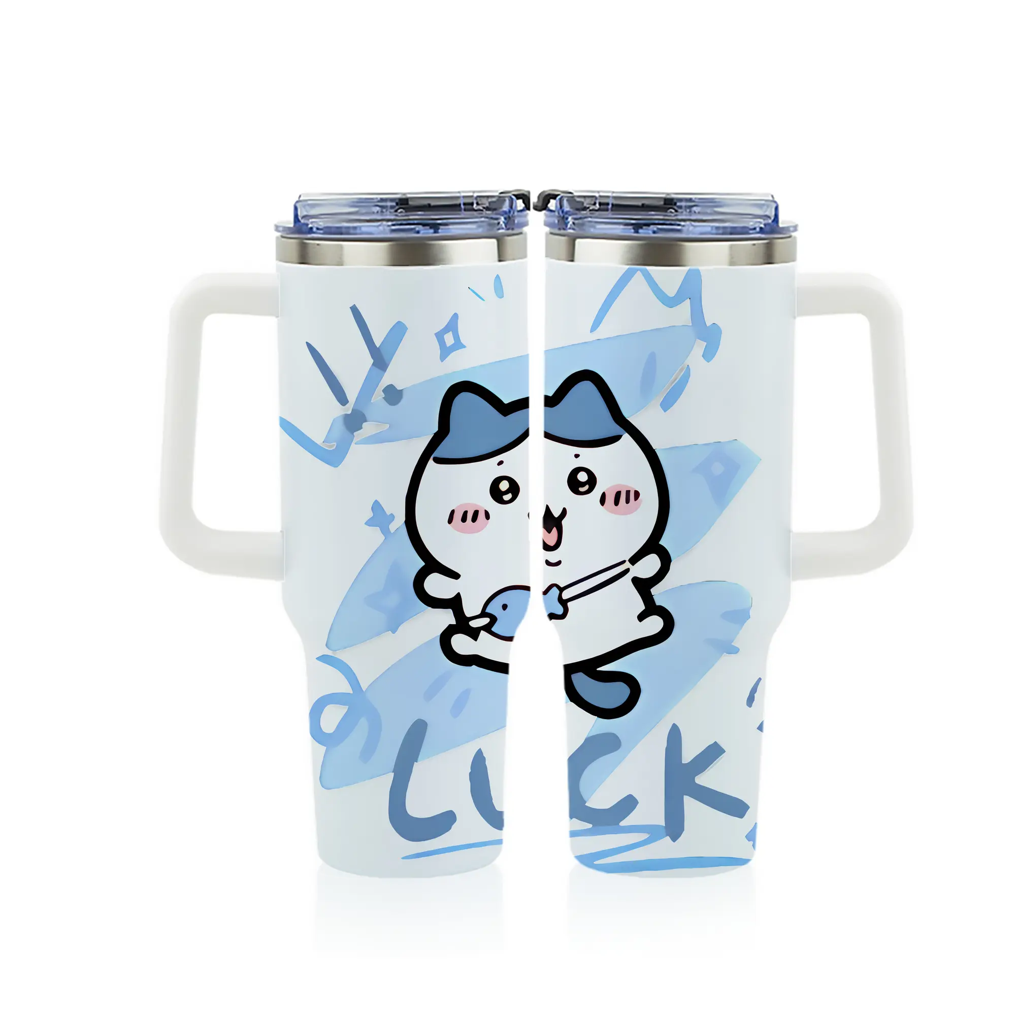 ちい が わ グッズ ハチワレ - 1200mL フルプリント車用タンブラー ・ 304ステンレス 内側 ・ 201ステンレス 外側 ・ 保温 保冷 ・ 通勤 ドライブ アウトドア用