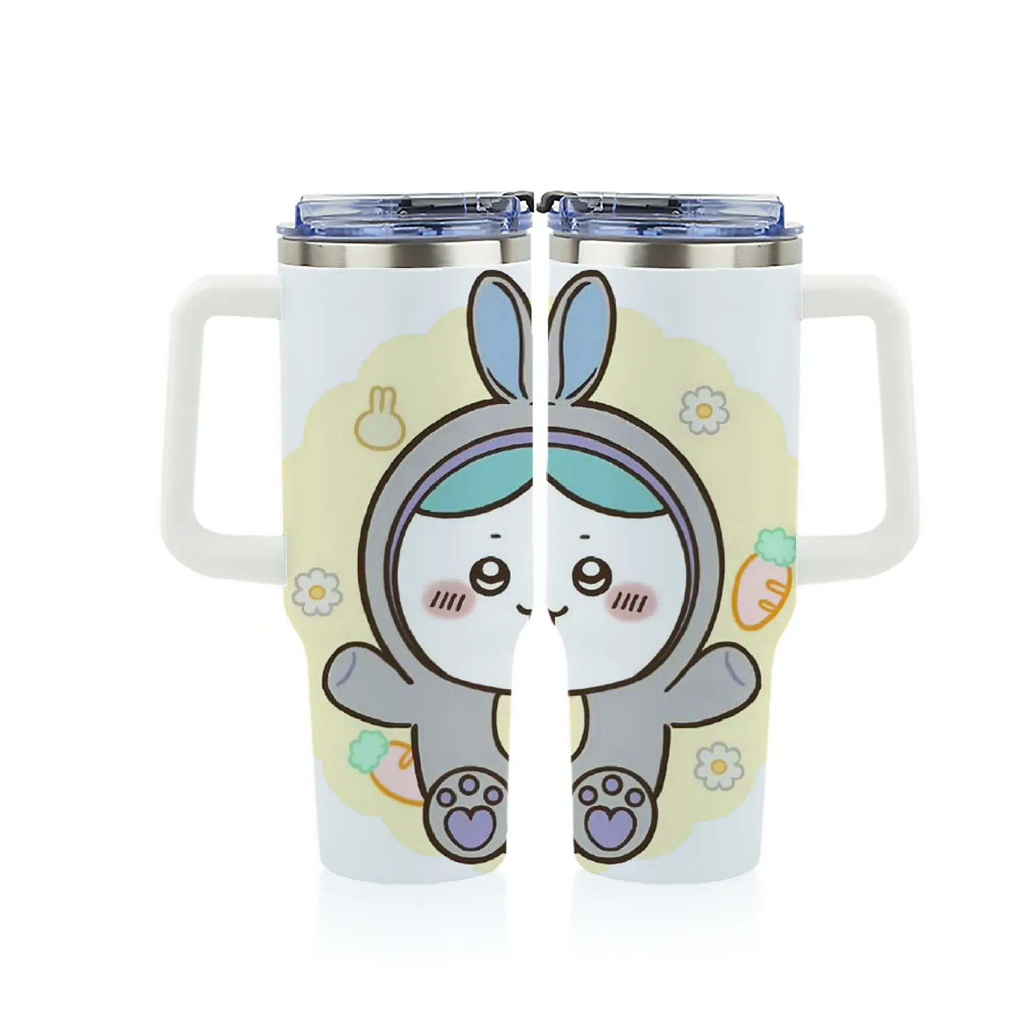 ちい が わ グッズ ハチワレ - 1200mL フルプリント車用タンブラー ・ 304ステンレス 内側 ・ 201ステンレス 外側 ・ 保温 保冷 ・ 通勤 ドライブ アウトドア用