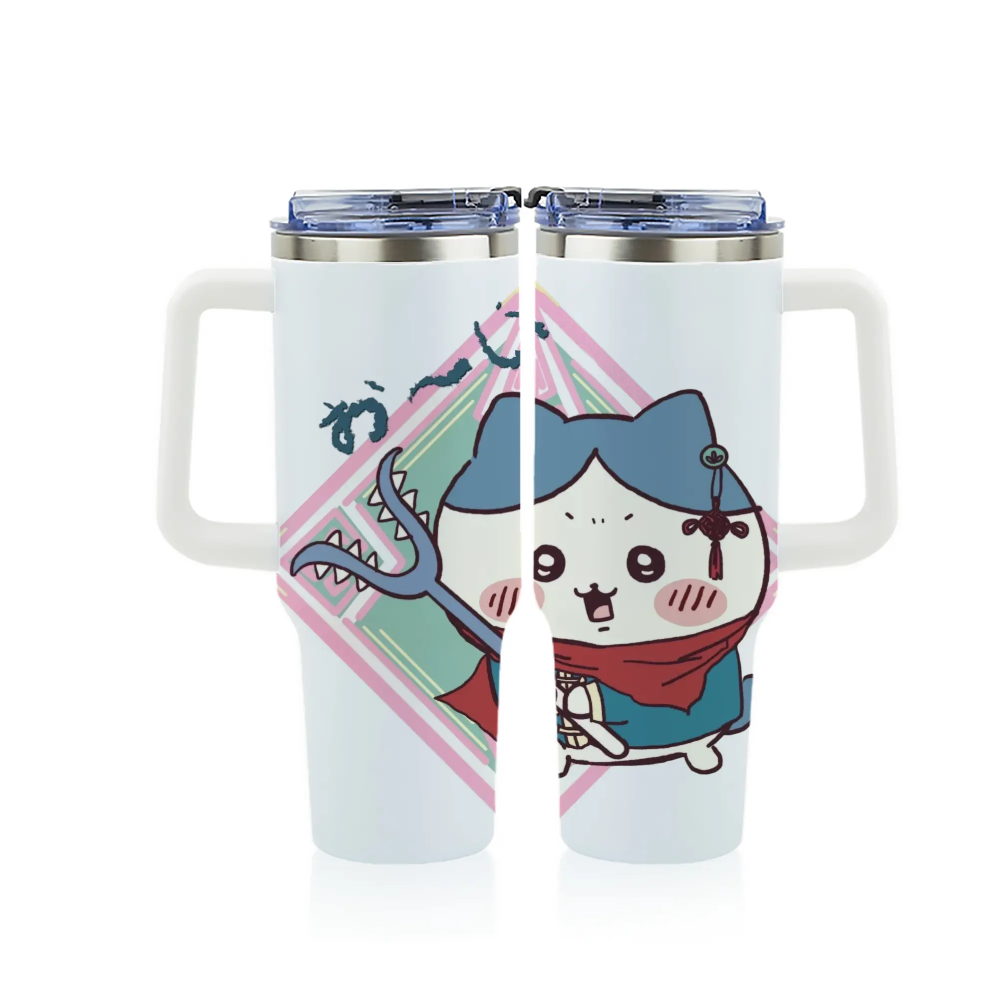 ちい が わ グッズ ハチワレ - 1200mL フルプリント車用タンブラー ・ 304ステンレス 内側 ・ 201ステンレス 外側 ・ 保温 保冷 ・ 通勤 ドライブ アウトドア用