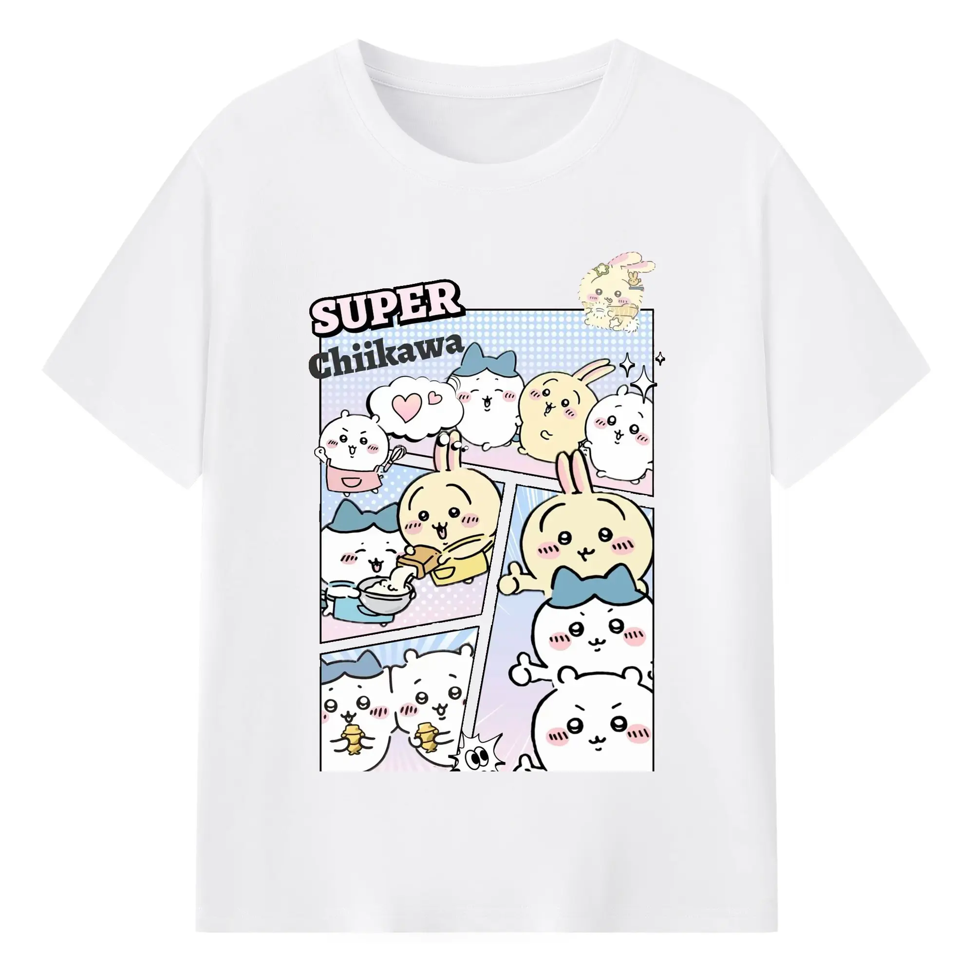 ちい が わ グッズ ハチワレ - 綿100％ 半袖Tシャツ ・ フロントプリント ・ 快適 通気性 ・ 日常使い 散歩 スポーツ用