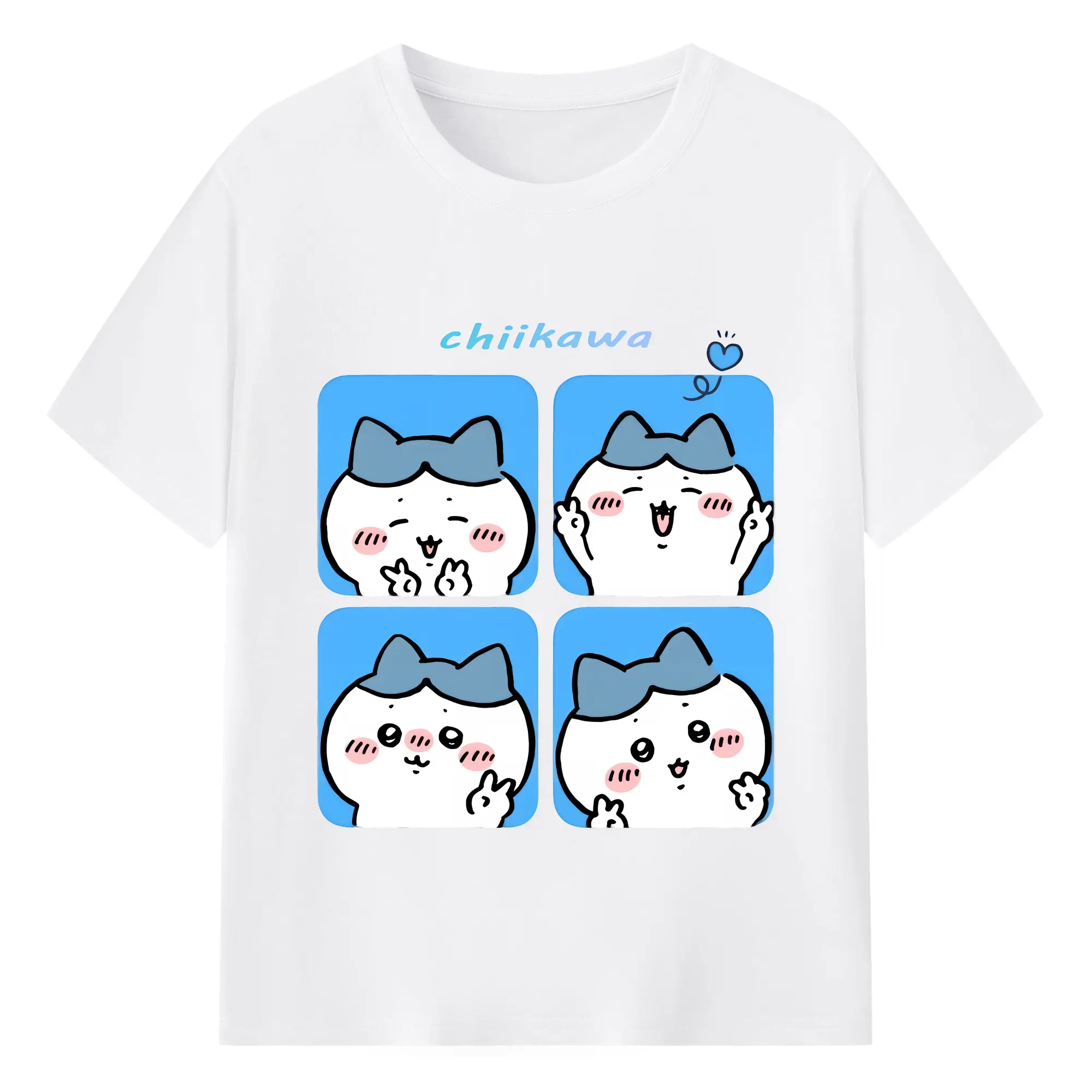 ちい が わ グッズ ハチワレ - 綿100％ 半袖Tシャツ ・ フロントプリント ・ 快適 通気性 ・ 日常使い 散歩 スポーツ用