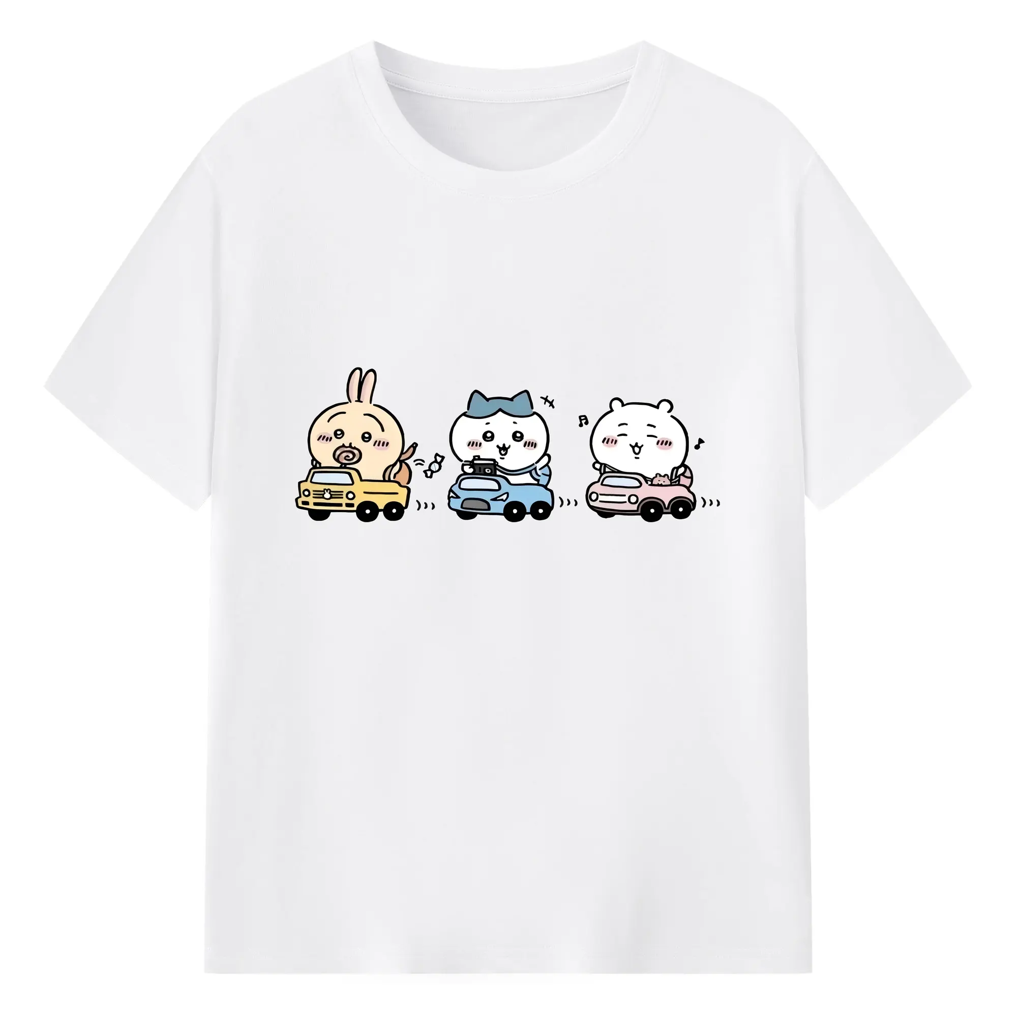 ちい が わ グッズ ハチワレ - 綿100％ 半袖Tシャツ ・ フロントプリント ・ 快適 通気性 ・ 日常使い 散歩 スポーツ用