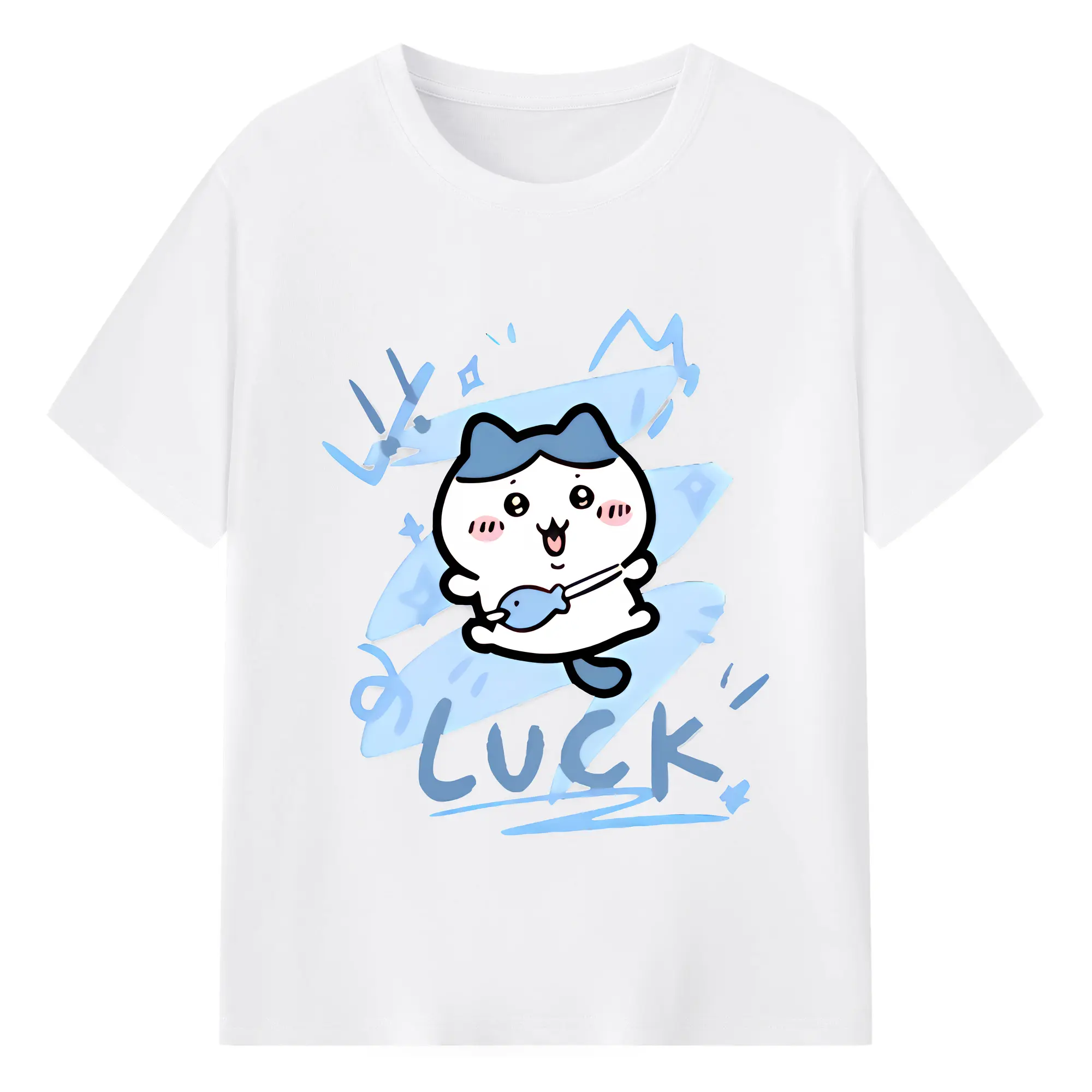 ちい が わ グッズ ハチワレ - 綿100％ 半袖Tシャツ ・ フロントプリント ・ 快適 通気性 ・ 日常使い 散歩 スポーツ用