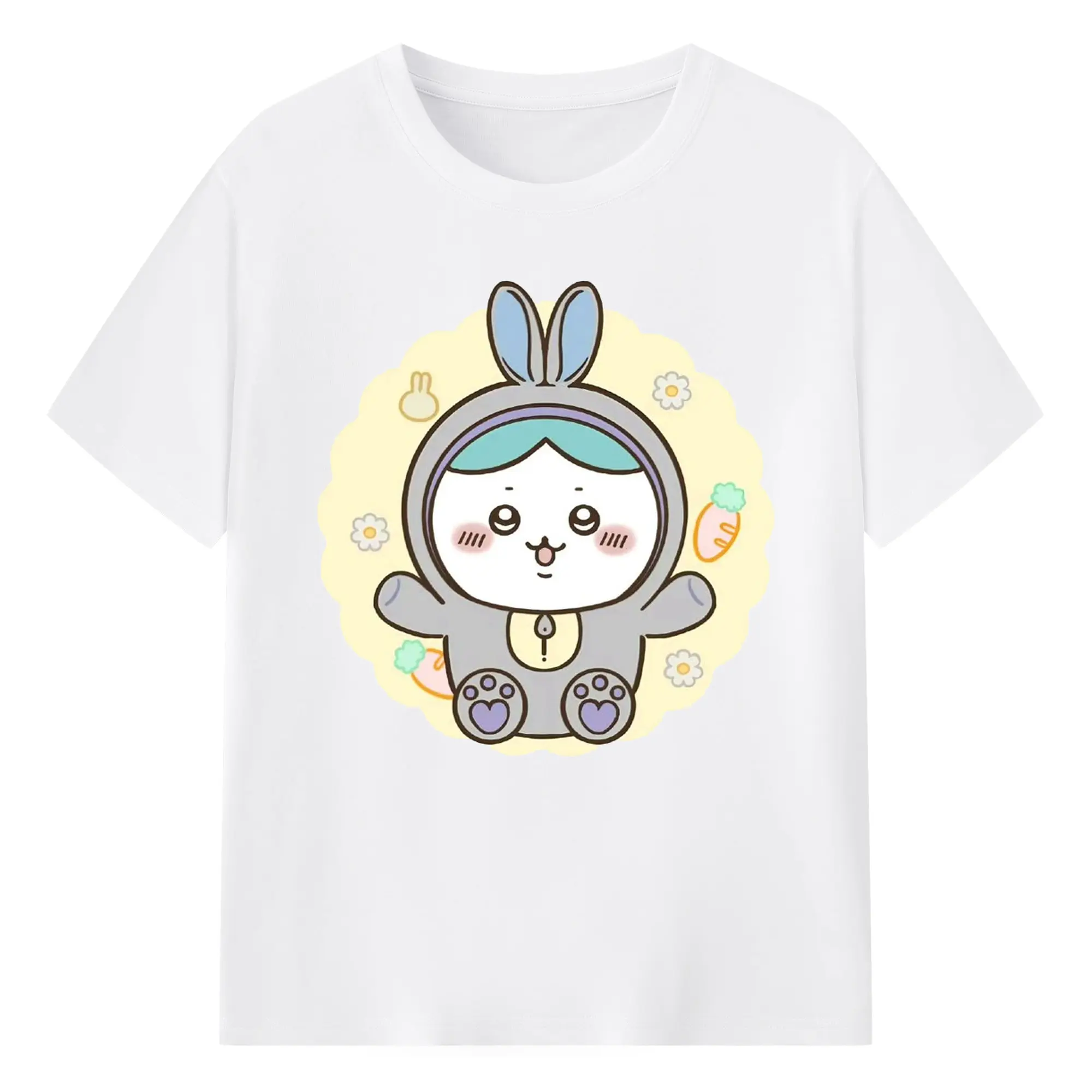 ちい が わ グッズ ハチワレ - 綿100％ 半袖Tシャツ ・ フロントプリント ・ 快適 通気性 ・ 日常使い 散歩 スポーツ用