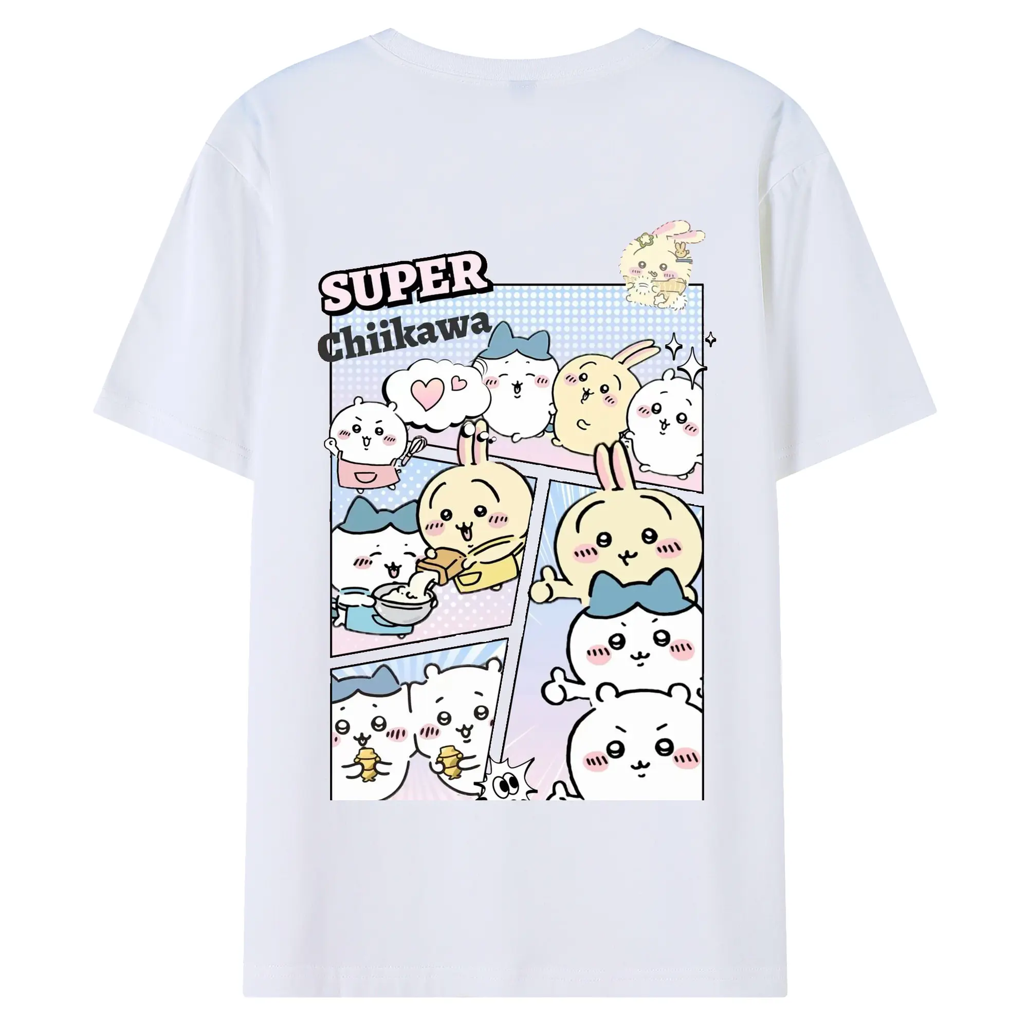 ちい が わ グッズ ハチワレ - 綿100％ 半袖Tシャツ ・ バックプリント ・ 快適 通気性 ・ 日常使い 散歩 スポーツ用