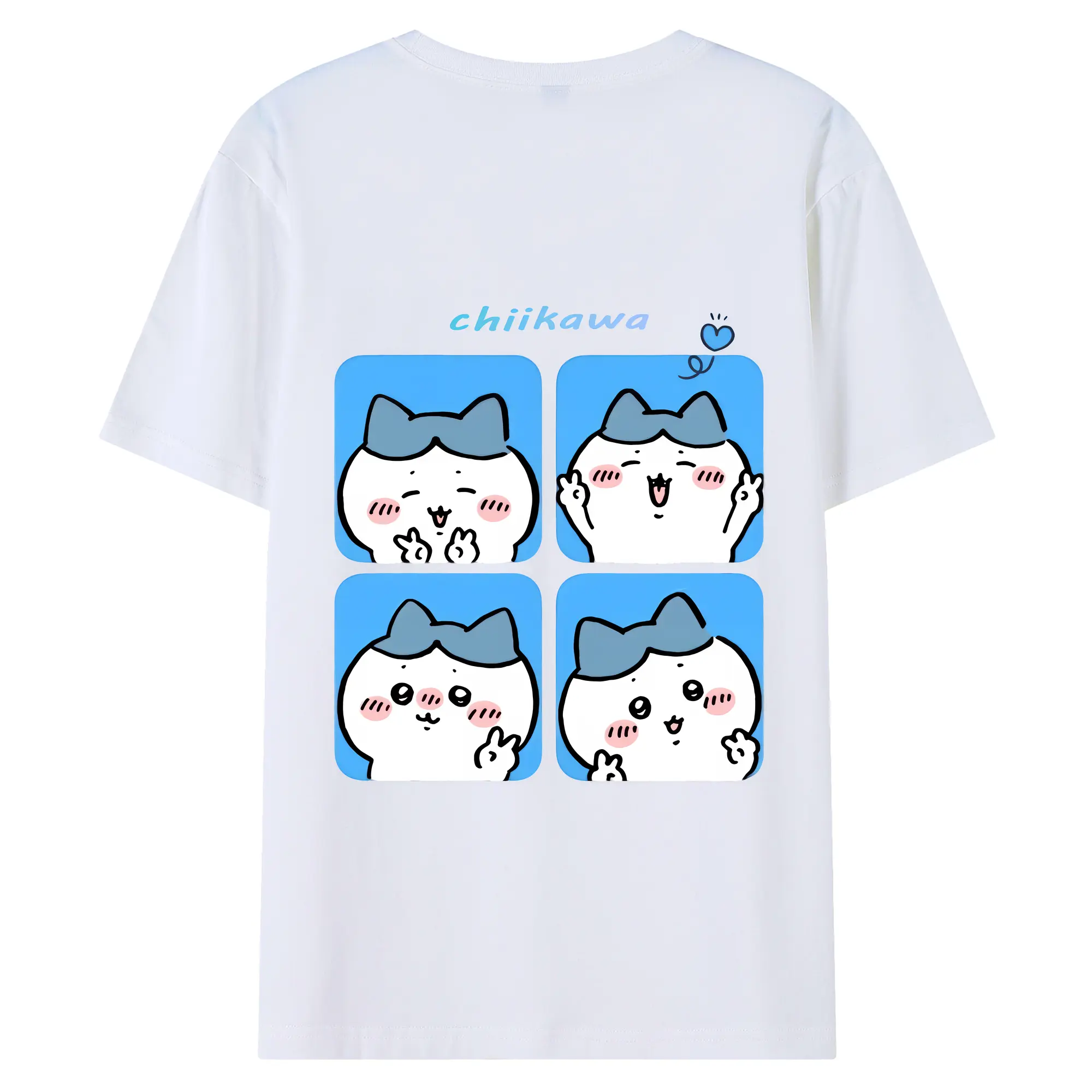 ちい が わ グッズ ハチワレ - 綿100％ 半袖Tシャツ ・ バックプリント ・ 快適 通気性 ・ 日常使い 散歩 スポーツ用