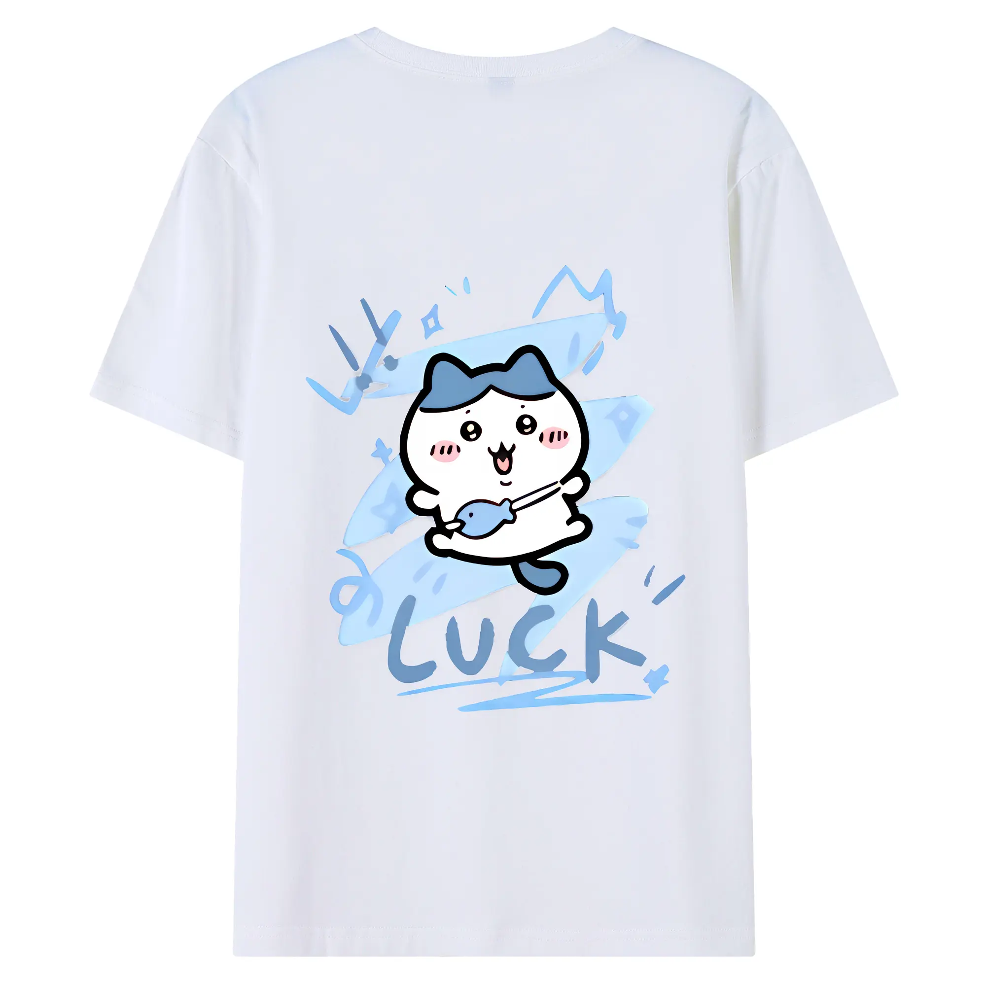 ちい が わ グッズ ハチワレ - 綿100％ 半袖Tシャツ ・ バックプリント ・ 快適 通気性 ・ 日常使い 散歩 スポーツ用