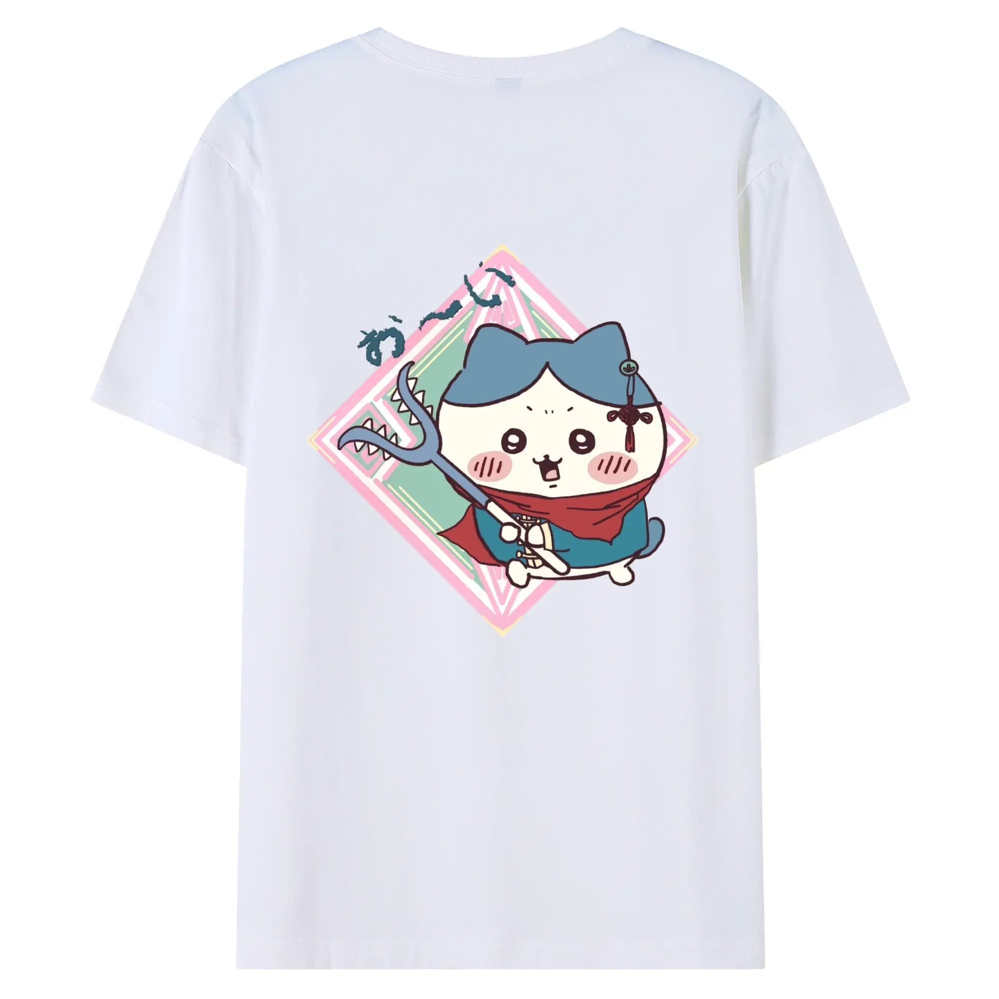 ちい が わ グッズ ハチワレ - 綿100％ 半袖Tシャツ ・ バックプリント ・ 快適 通気性 ・ 日常使い 散歩 スポーツ用
