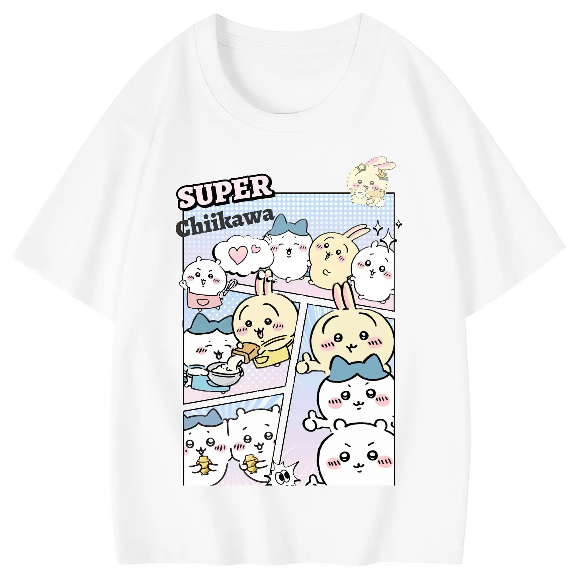ちい が わ グッズ ハチワレ - 綿100％ キッズTシャツ ・ フロントプリント ・ 快適 通気性 ・ スポーツ カジュアル 散歩用