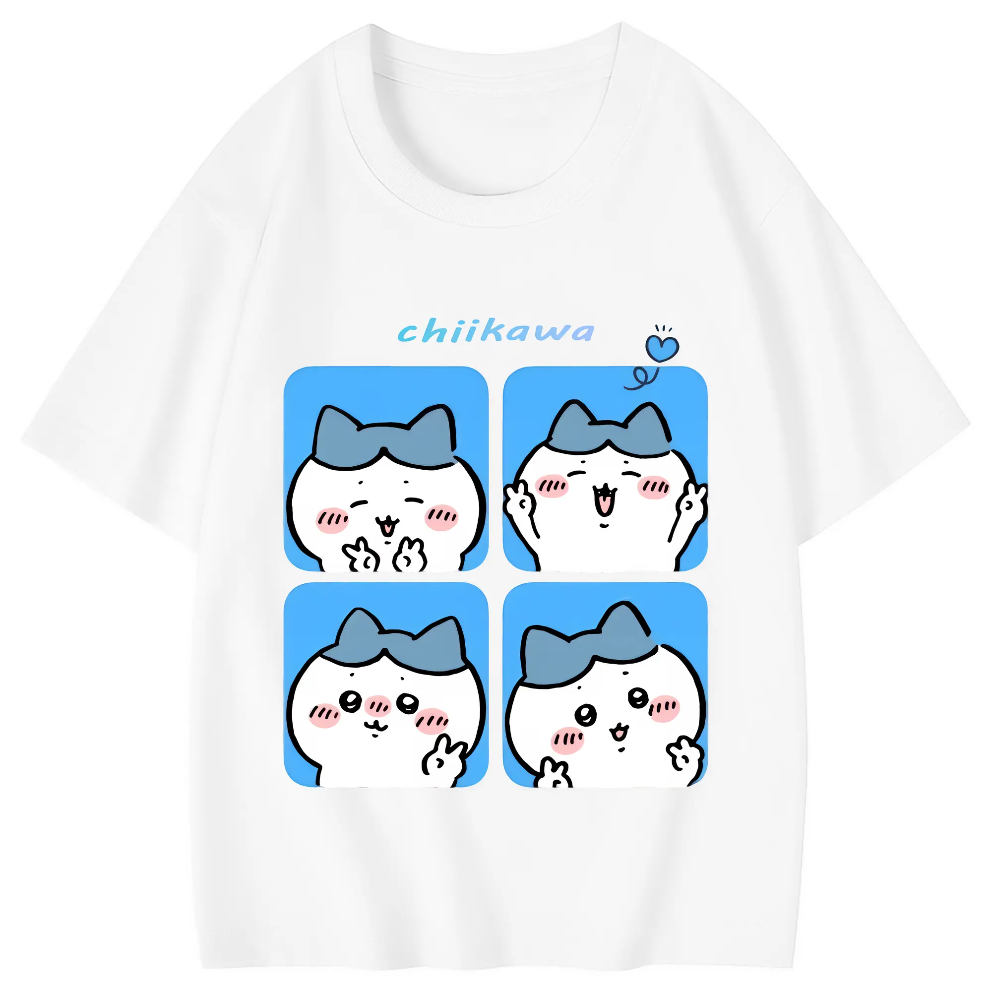 ちい が わ グッズ ハチワレ - 綿100％ キッズTシャツ ・ フロントプリント ・ 快適 通気性 ・ スポーツ カジュアル 散歩用
