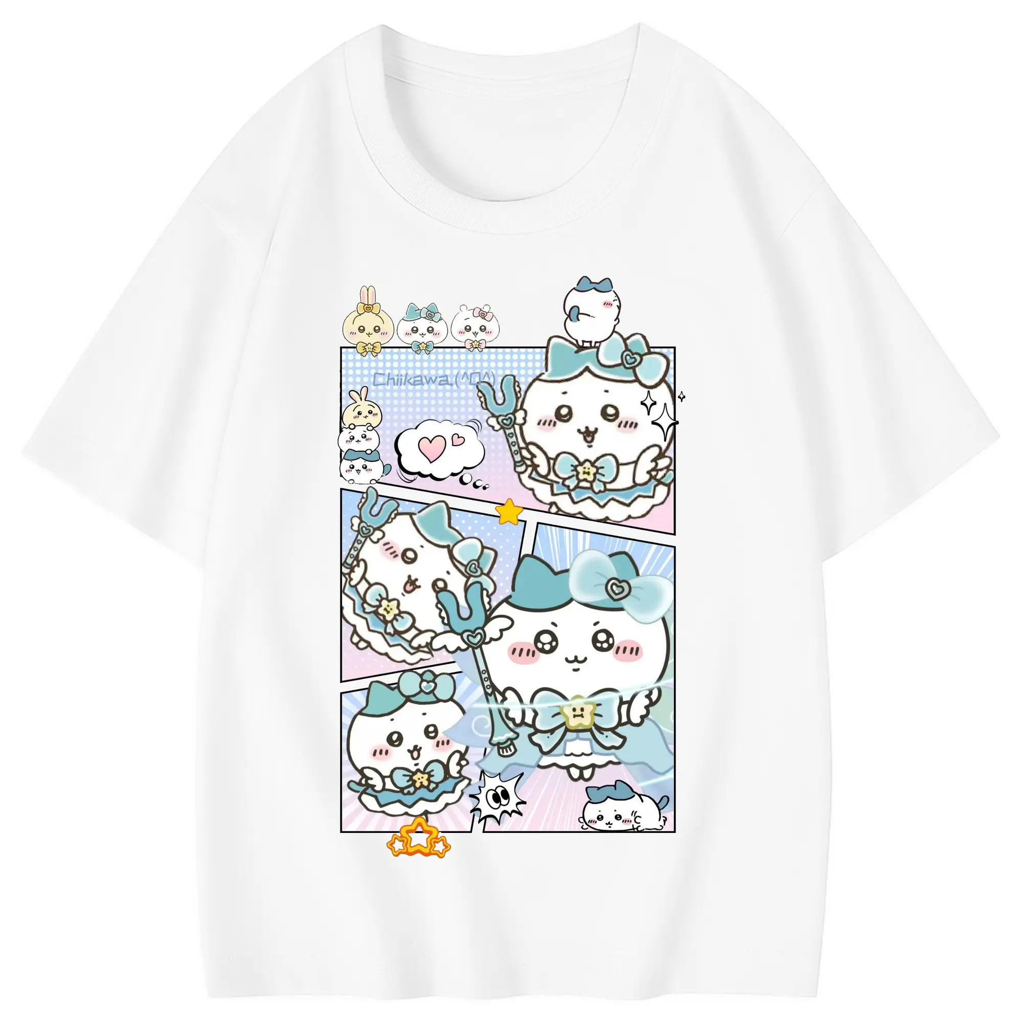 ちい が わ グッズ ハチワレ - 綿100％ キッズTシャツ ・ フロントプリント ・ 快適 通気性 ・ スポーツ カジュアル 散歩用