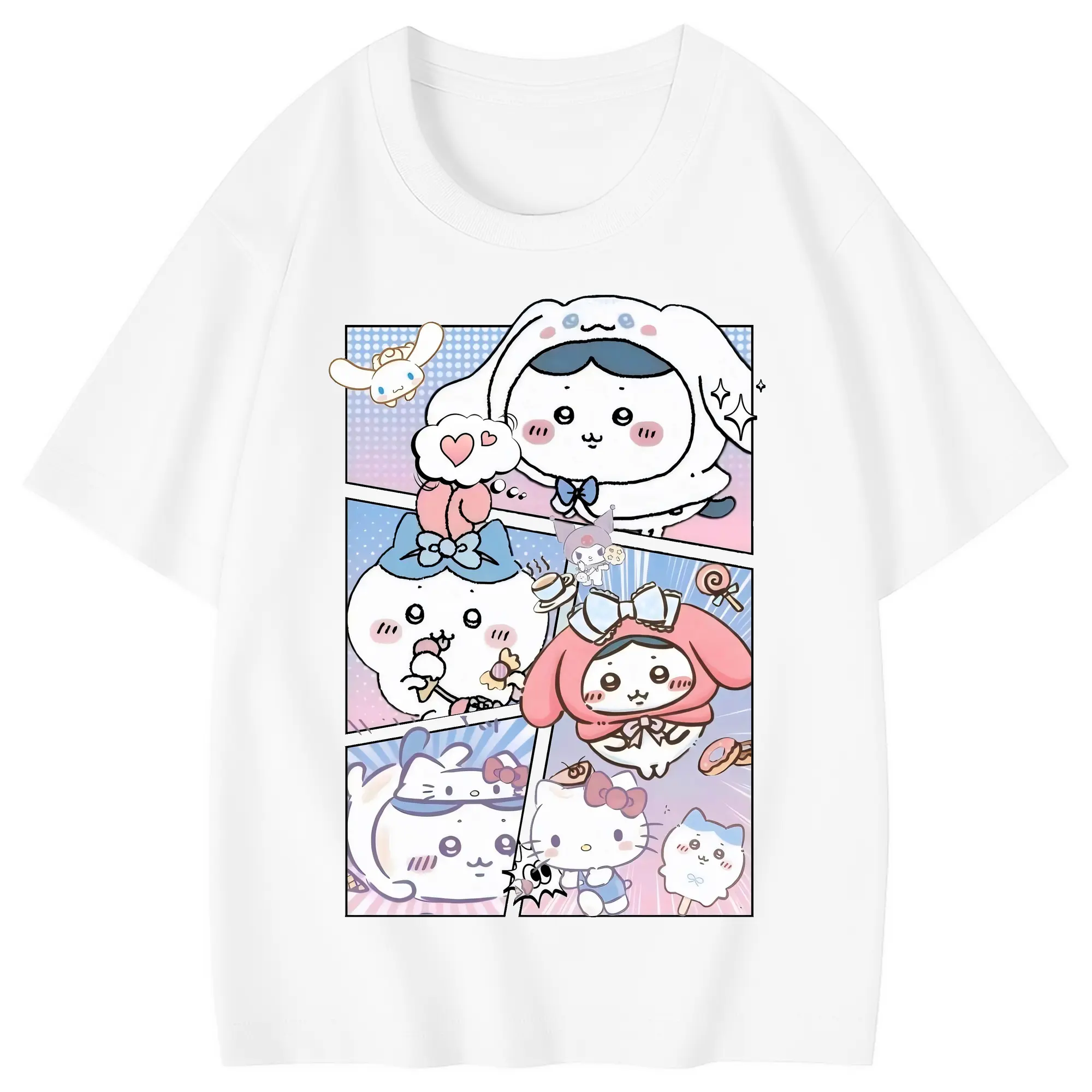 ちい が わ グッズ ハチワレ - 綿100％ キッズTシャツ ・ フロントプリント ・ 快適 通気性 ・ スポーツ カジュアル 散歩用