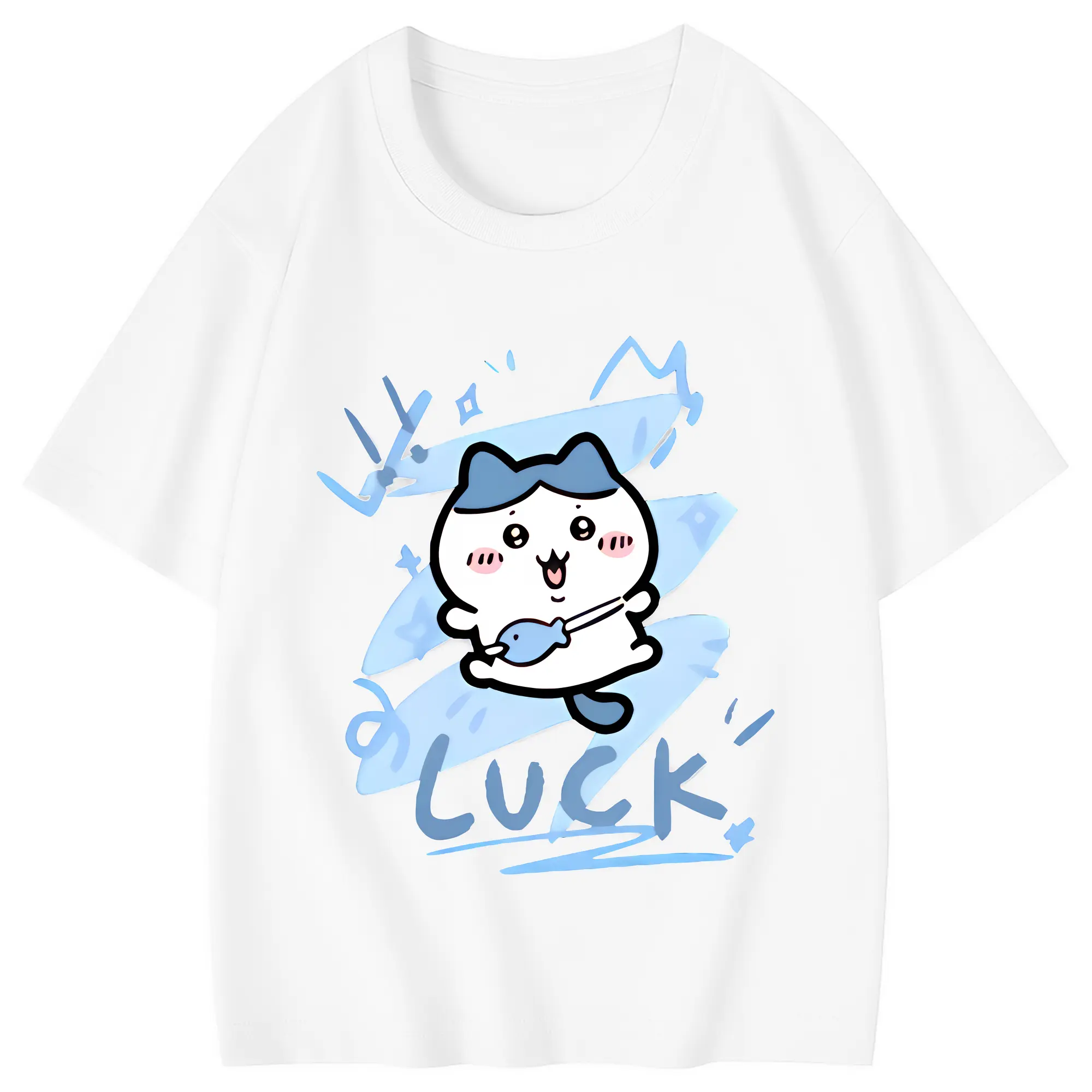 ちい が わ グッズ ハチワレ - 綿100％ キッズTシャツ ・ フロントプリント ・ 快適 通気性 ・ スポーツ カジュアル 散歩用