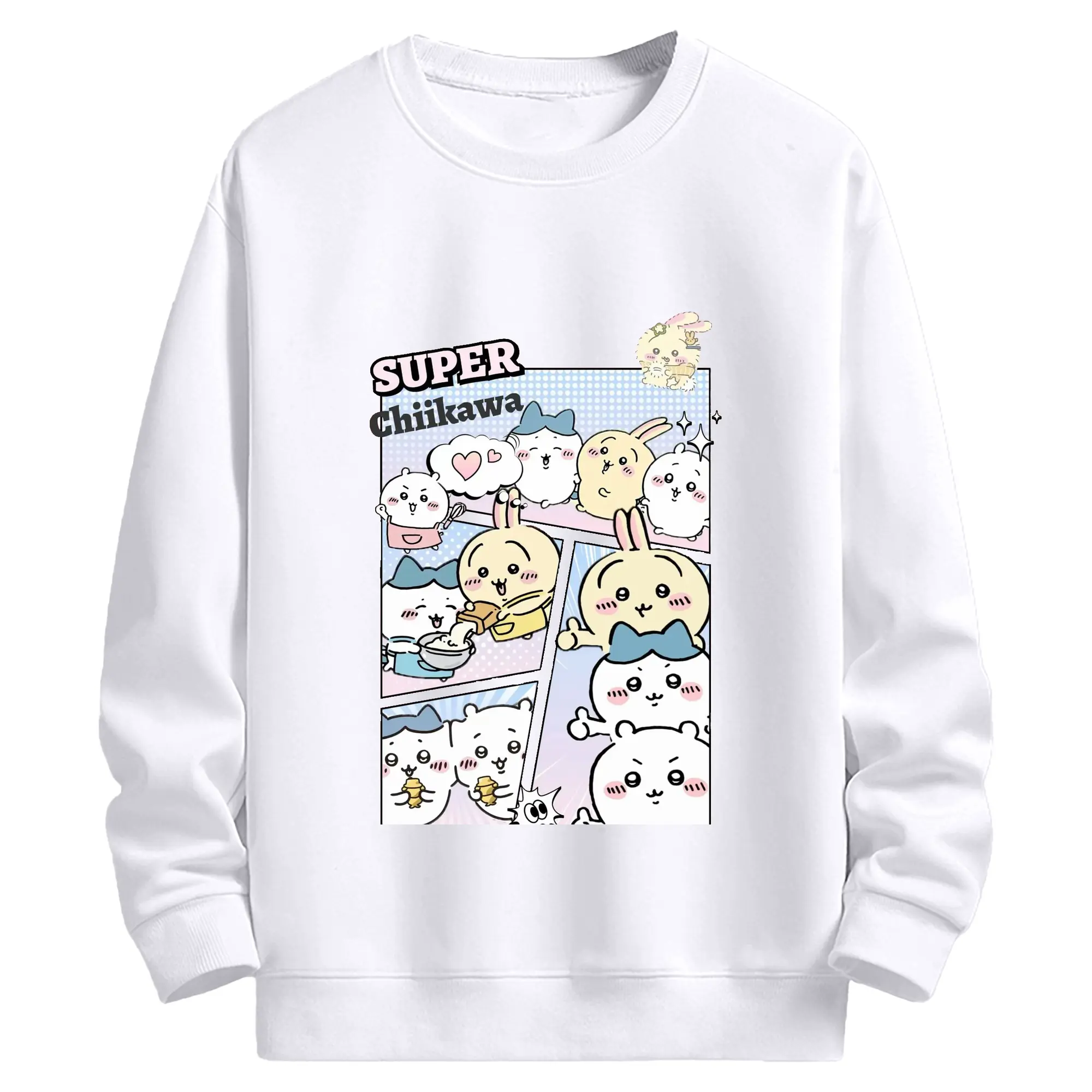 ちい が わ グッズ ハチワレ - 高品質 クルーネック スウェット ・ コットン59％ ポリエステル41％ ・ ユニセックス 長袖 トレーナー ・ カジュアル デイリー スポーツ 散歩用