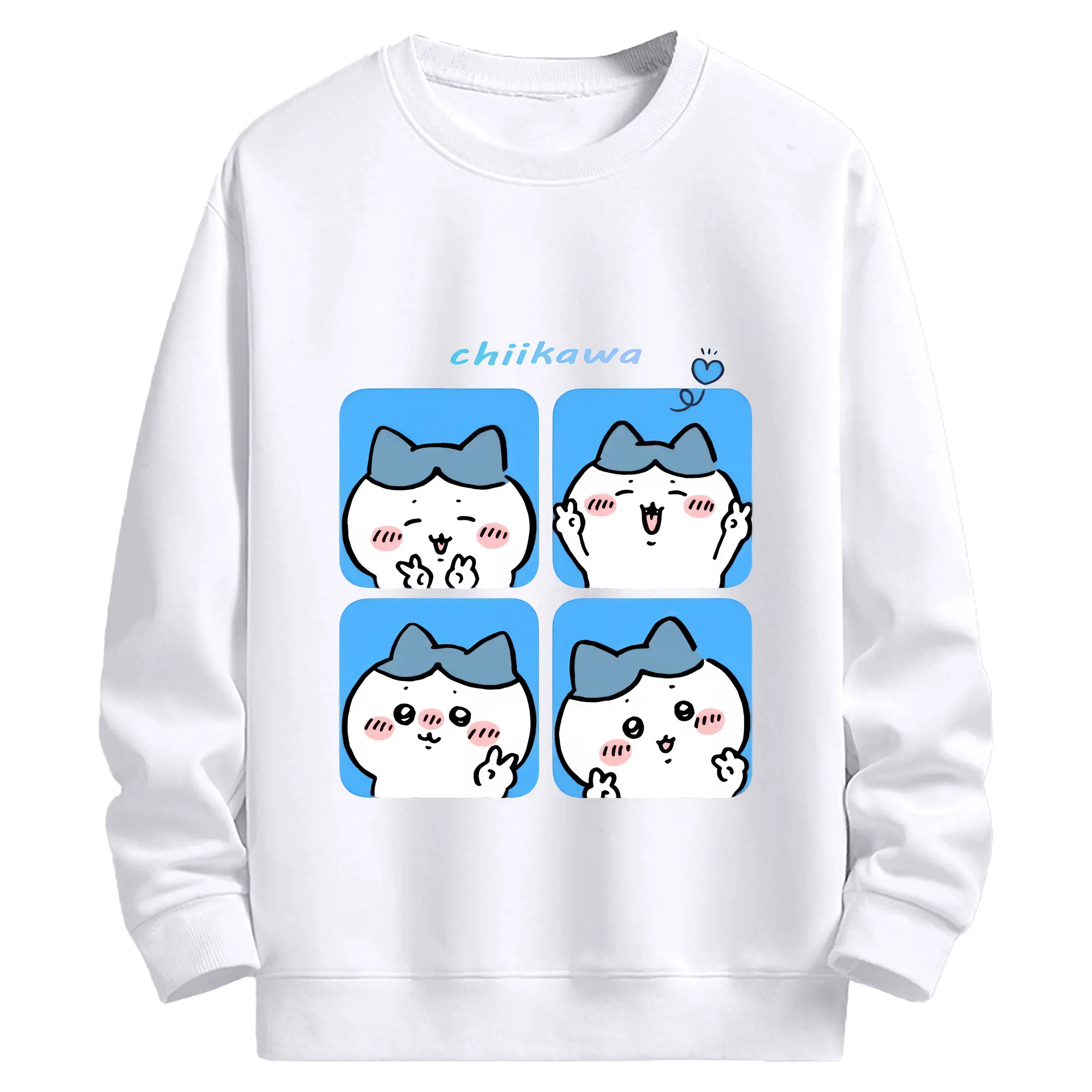 ちい が わ グッズ ハチワレ - 高品質 クルーネック スウェット ・ コットン59％ ポリエステル41％ ・ ユニセックス 長袖 トレーナー ・ カジュアル デイリー スポーツ 散歩用