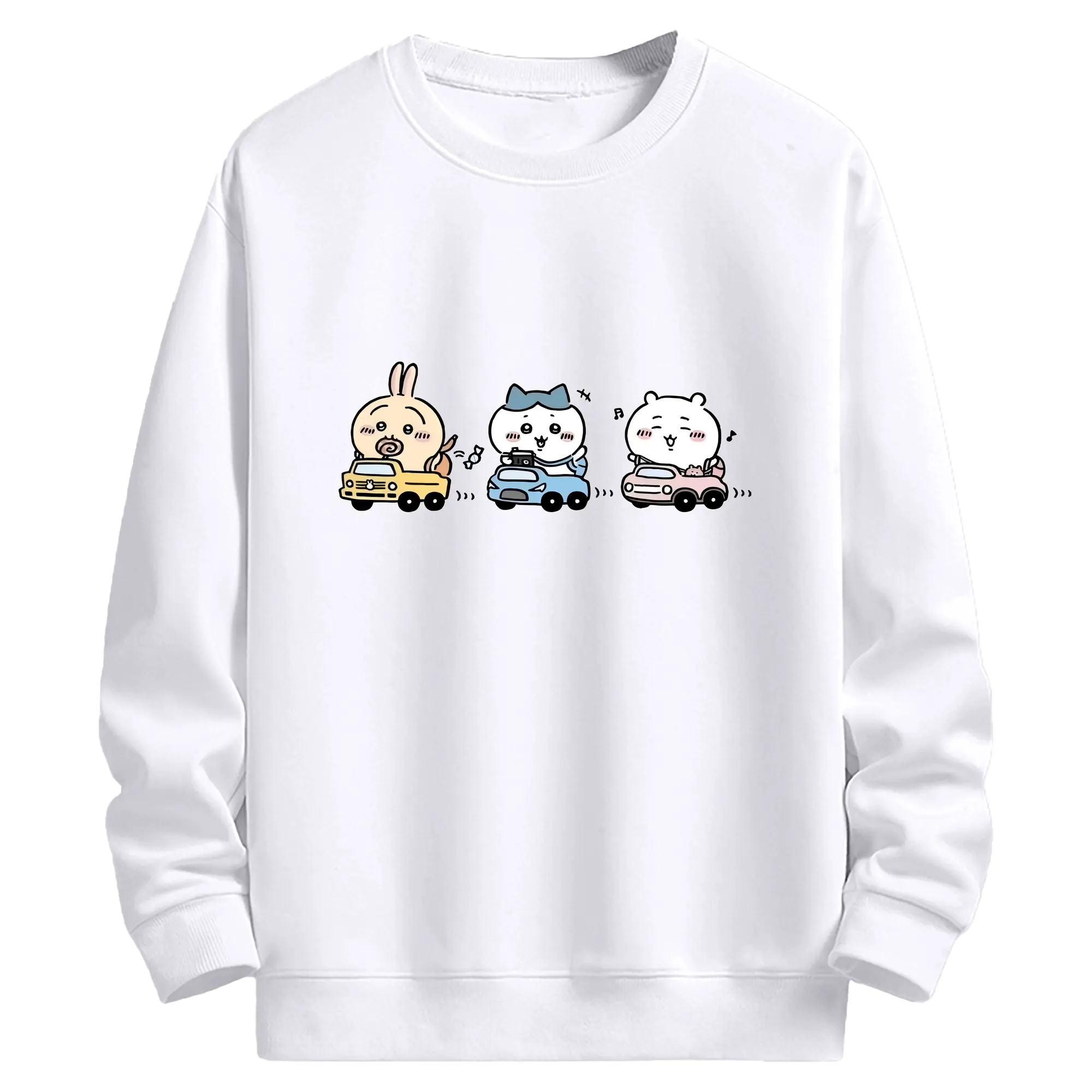 ちい が わ グッズ ハチワレ - 高品質 クルーネック スウェット ・ コットン59％ ポリエステル41％ ・ ユニセックス 長袖 トレーナー ・ カジュアル デイリー スポーツ 散歩用