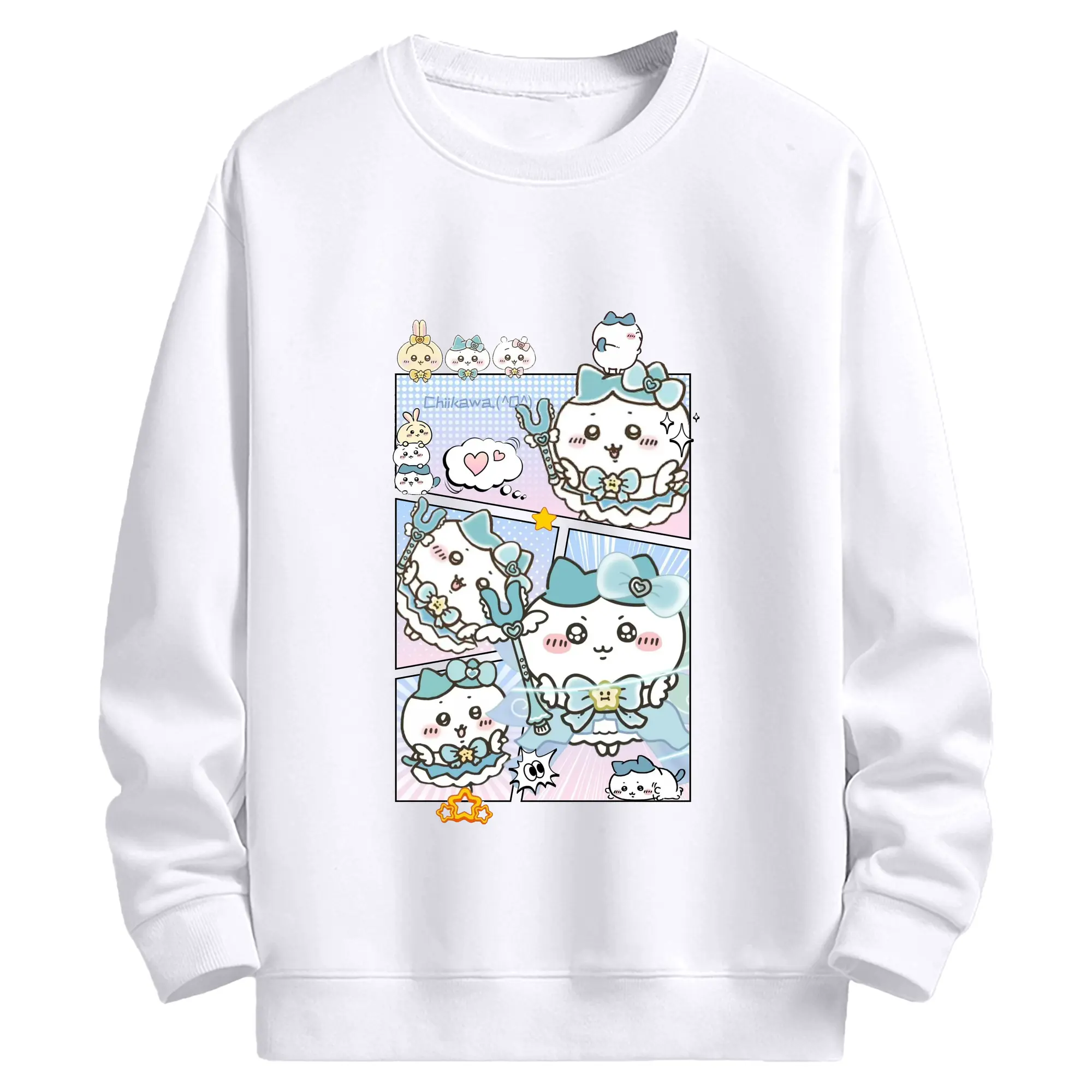 ちい が わ グッズ ハチワレ - 高品質 クルーネック スウェット ・ コットン59％ ポリエステル41％ ・ ユニセックス 長袖 トレーナー ・ カジュアル デイリー スポーツ 散歩用