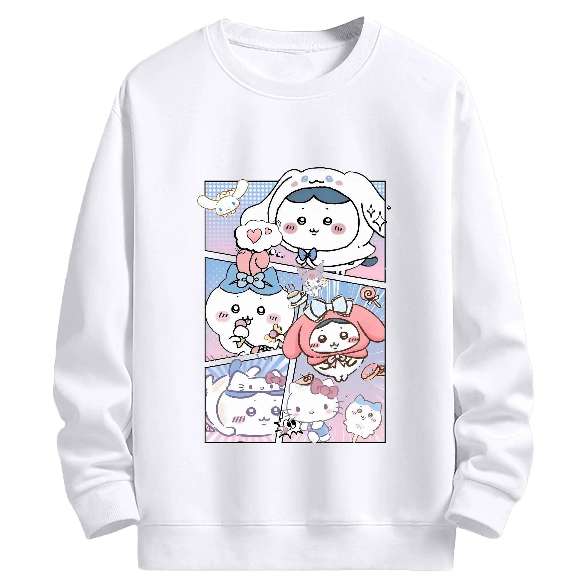 ちい が わ グッズ ハチワレ - 高品質 クルーネック スウェット ・ コットン59％ ポリエステル41％ ・ ユニセックス 長袖 トレーナー ・ カジュアル デイリー スポーツ 散歩用