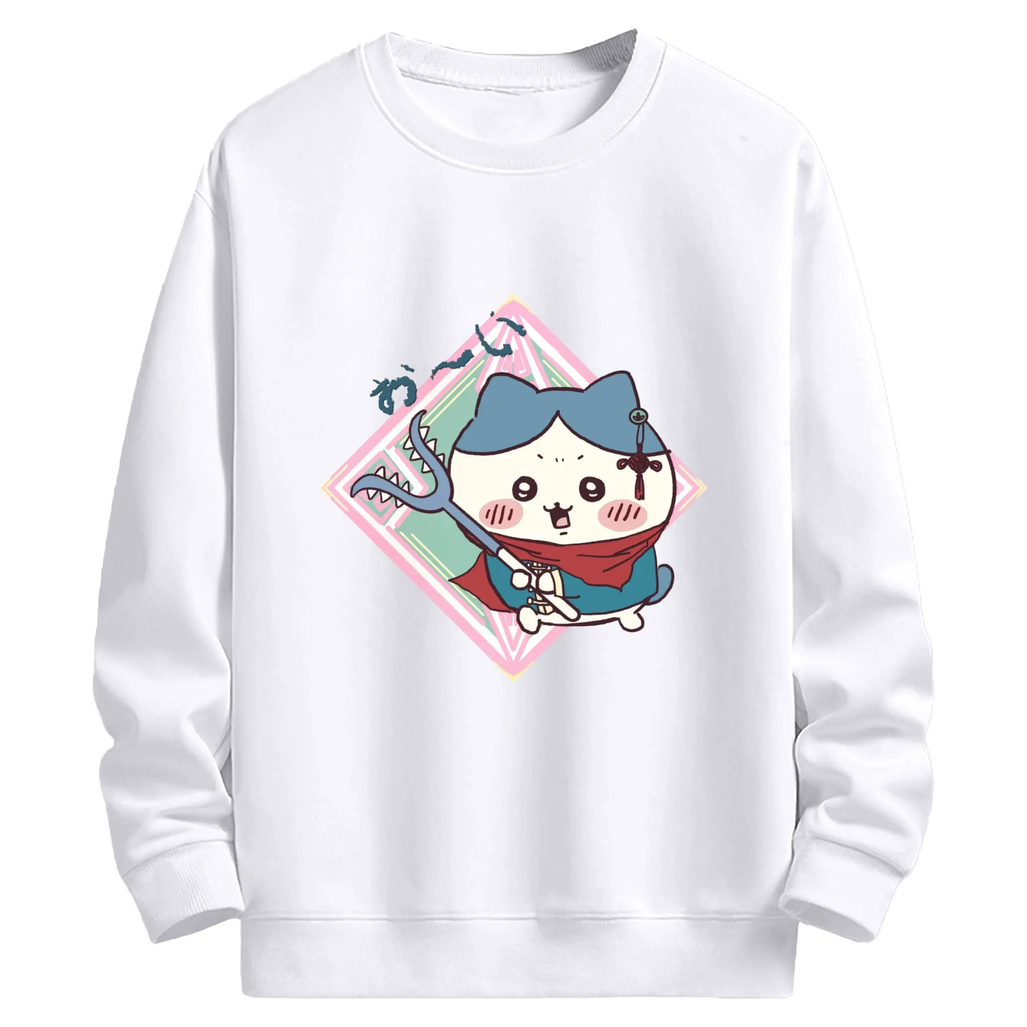 ちい が わ グッズ ハチワレ - 高品質 クルーネック スウェット ・ コットン59％ ポリエステル41％ ・ ユニセックス 長袖 トレーナー ・ カジュアル デイリー スポーツ 散歩用