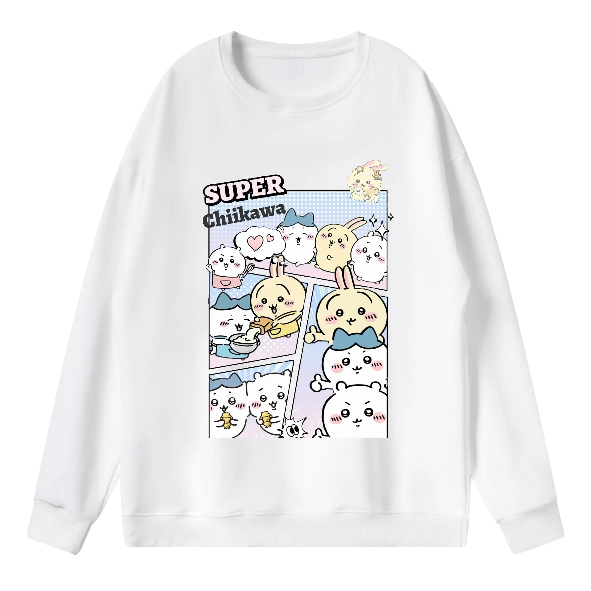 ちい が わ グッズ ハチワレ - 薄手 クルーネック スウェット 裏毛260g · ポリエステル 春秋向け カジュアル 男女兼用 · トレーナー デイリー スポーツ 散歩に最適