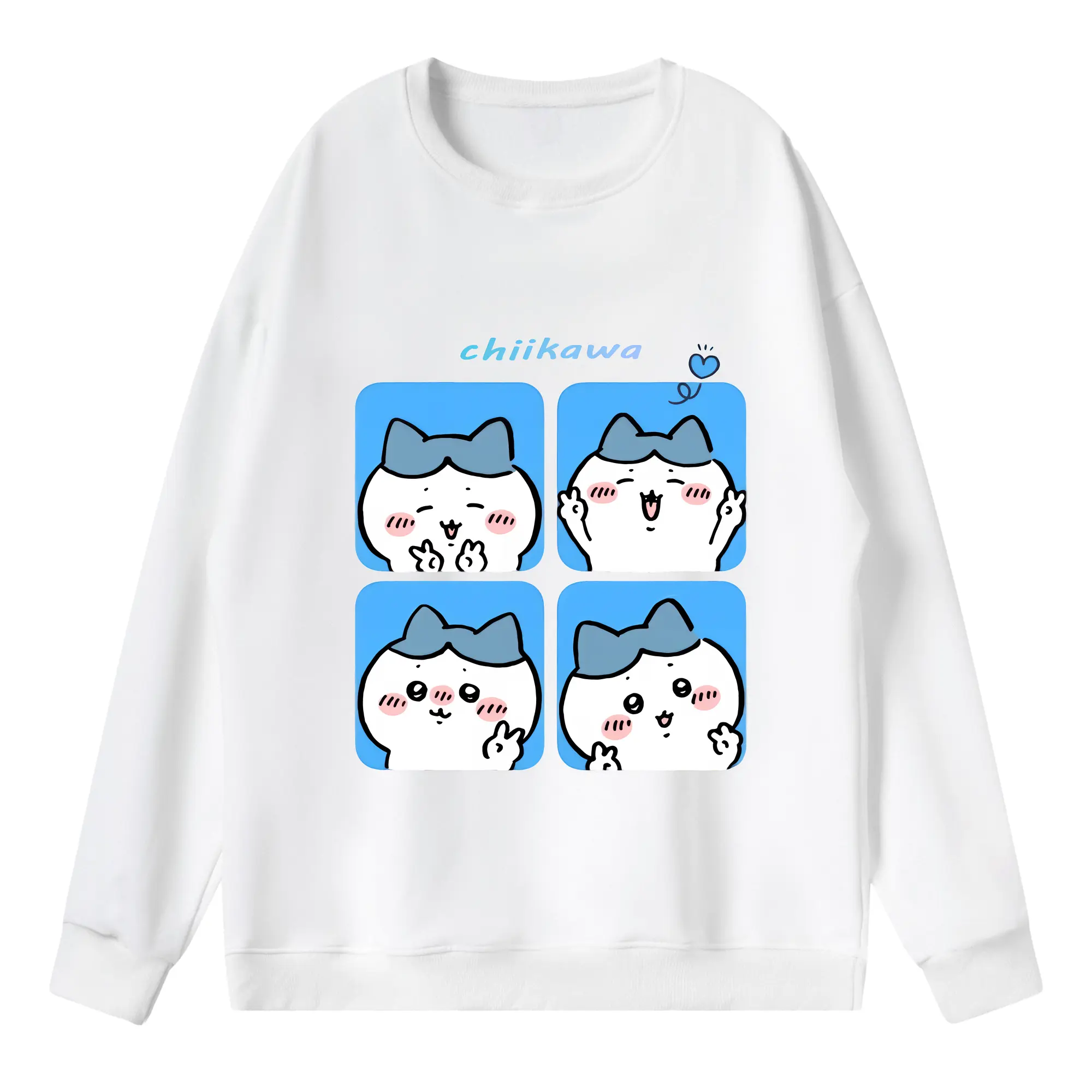 ちい が わ グッズ ハチワレ - 薄手 クルーネック スウェット 裏毛260g · ポリエステル 春秋向け カジュアル 男女兼用 · トレーナー デイリー スポーツ 散歩に最適