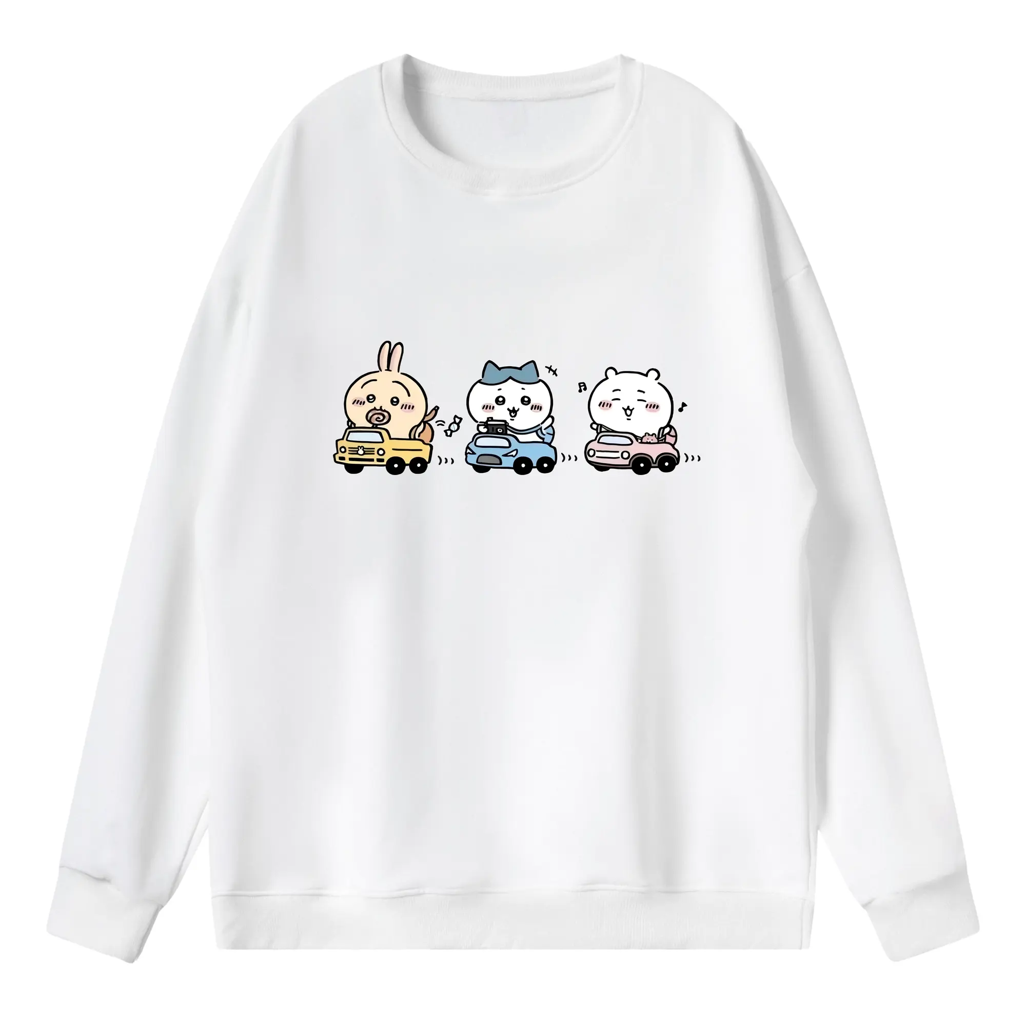 ちい が わ グッズ ハチワレ - 薄手 クルーネック スウェット 裏毛260g · ポリエステル 春秋向け カジュアル 男女兼用 · トレーナー デイリー スポーツ 散歩に最適