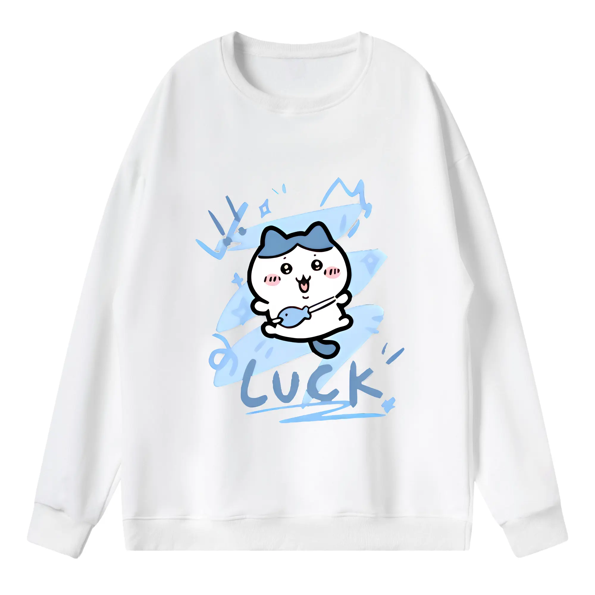 ちい が わ グッズ ハチワレ - 薄手 クルーネック スウェット 裏毛260g · ポリエステル 春秋向け カジュアル 男女兼用 · トレーナー デイリー スポーツ 散歩に最適