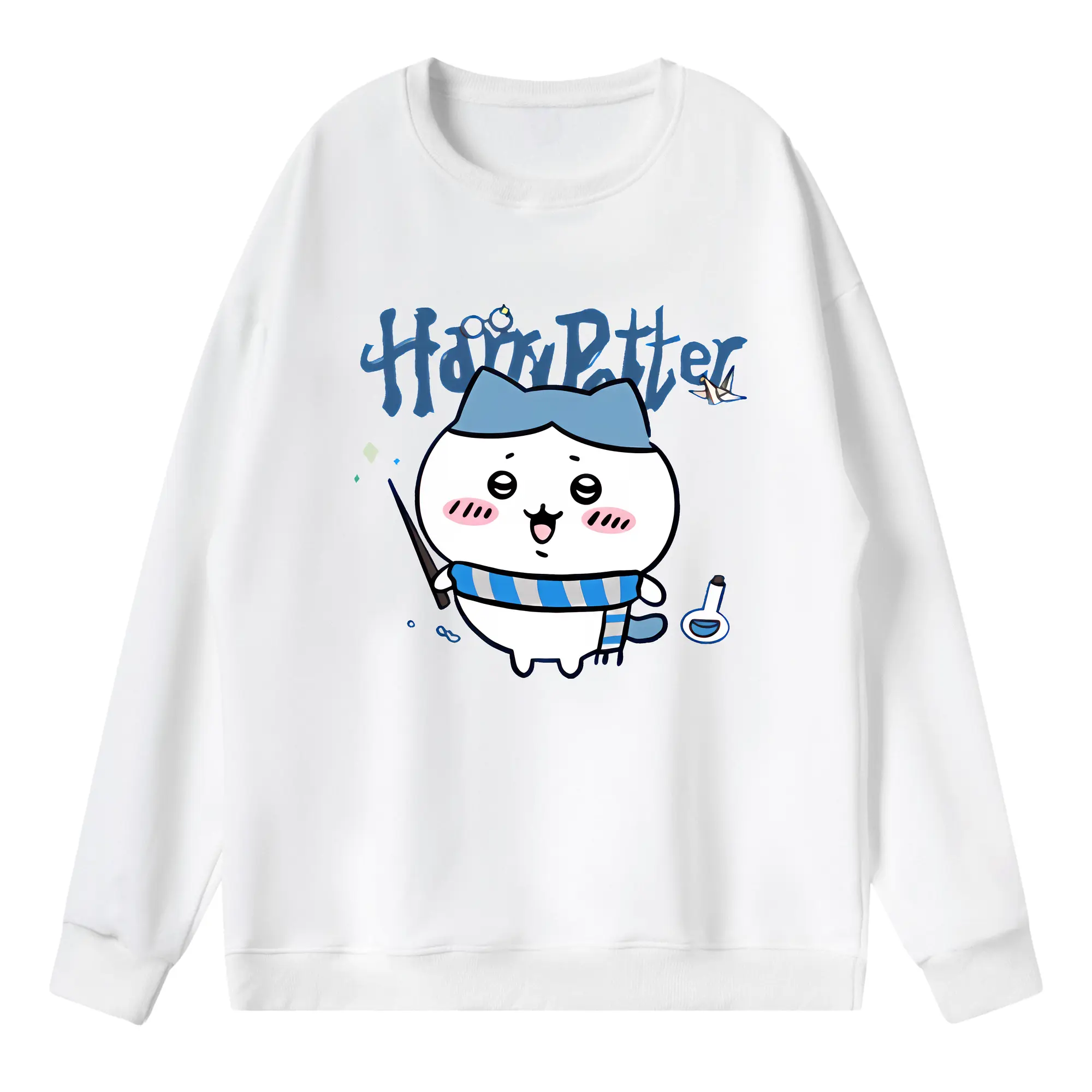 ちい が わ グッズ ハチワレ - 薄手 クルーネック スウェット 裏毛260g · ポリエステル 春秋向け カジュアル 男女兼用 · トレーナー デイリー スポーツ 散歩に最適