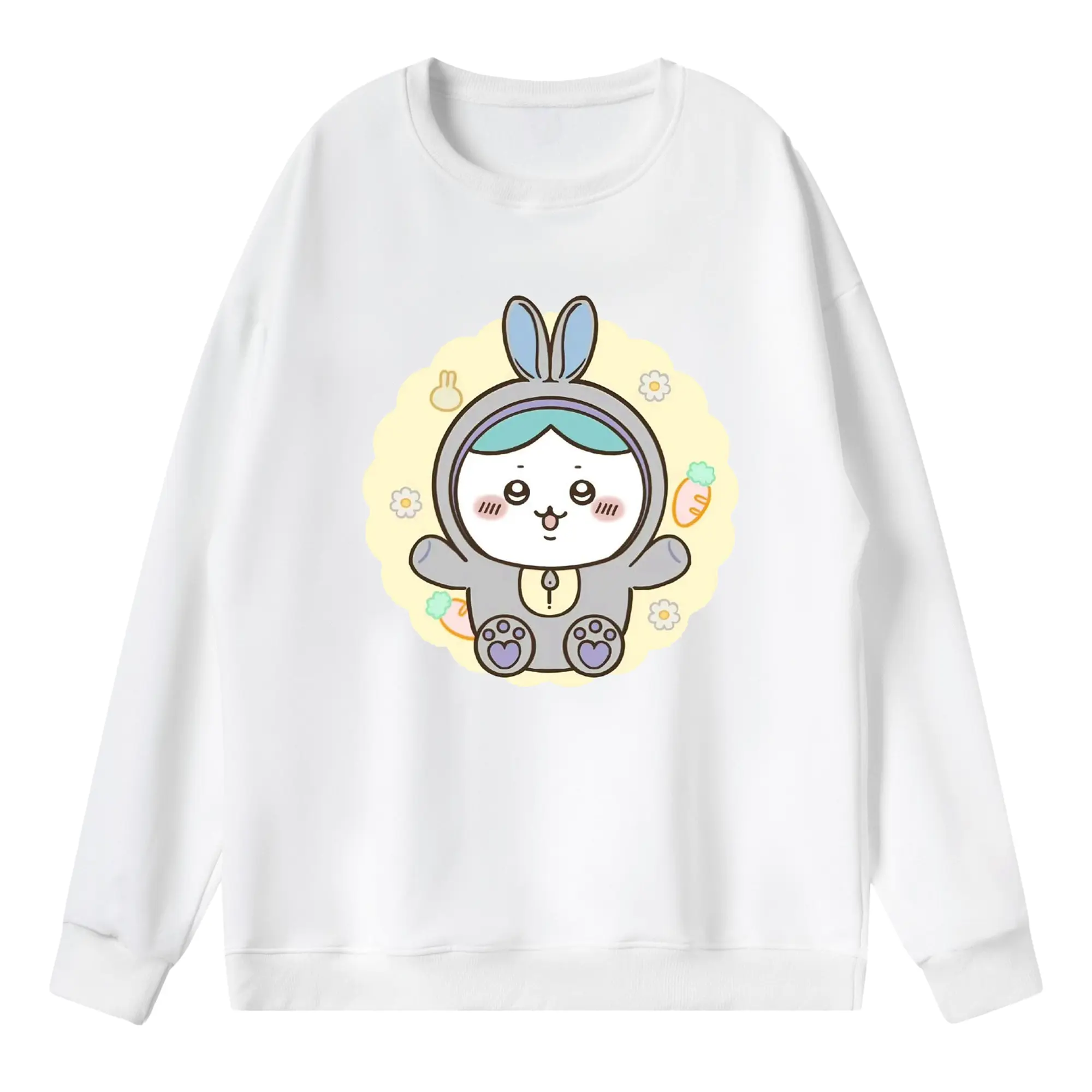 ちい が わ グッズ ハチワレ - 薄手 クルーネック スウェット 裏毛260g · ポリエステル 春秋向け カジュアル 男女兼用 · トレーナー デイリー スポーツ 散歩に最適