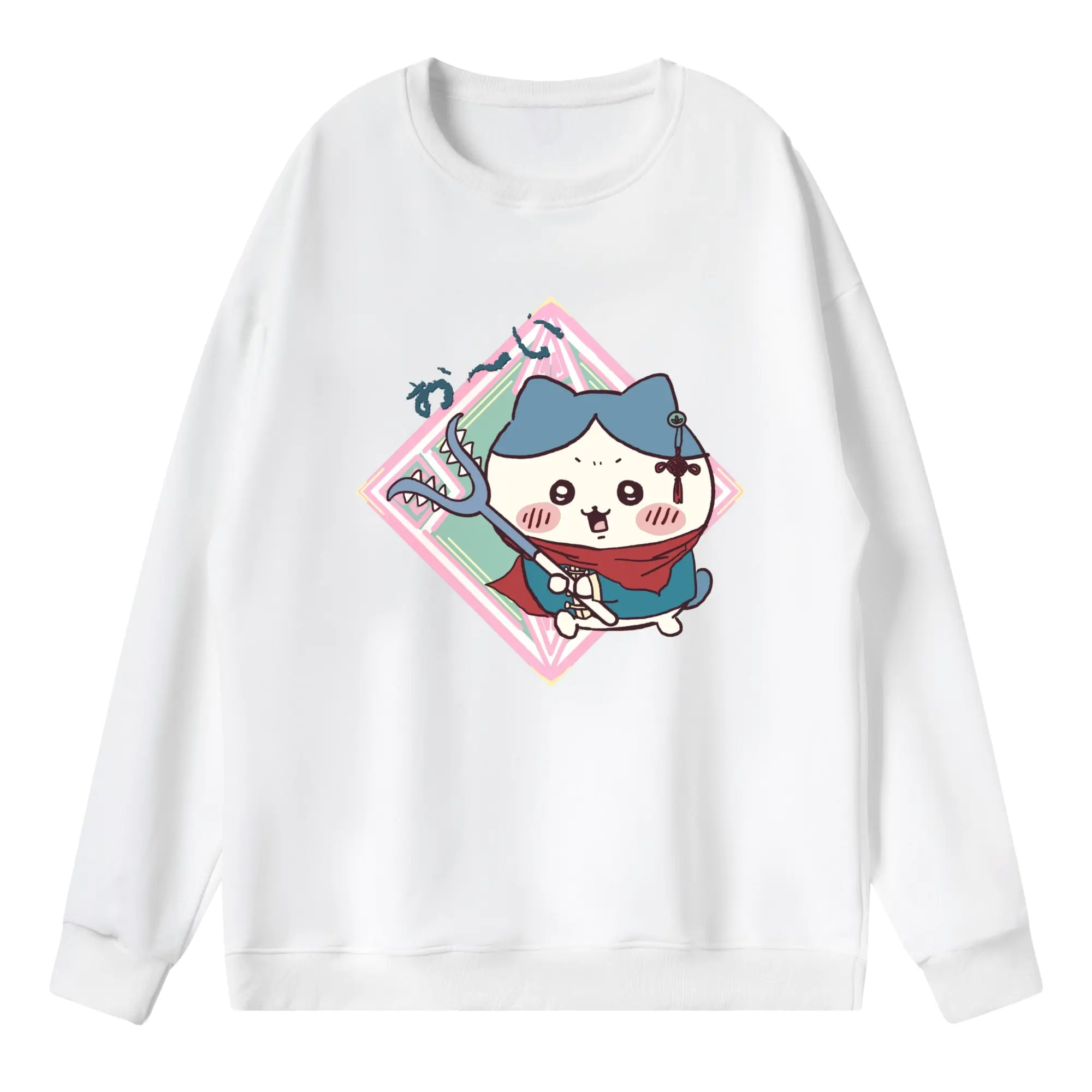 ちい が わ グッズ ハチワレ - 薄手 クルーネック スウェット 裏毛260g · ポリエステル 春秋向け カジュアル 男女兼用 · トレーナー デイリー スポーツ 散歩に最適