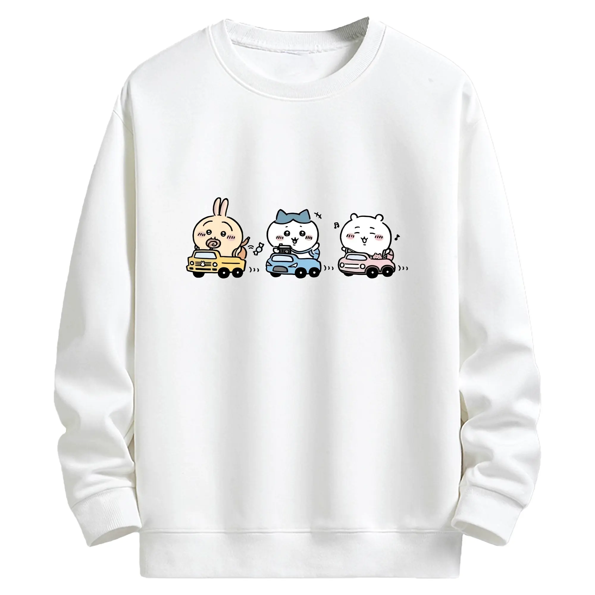 ちい が わ グッズ ハチワレ - キッズ クルーネックスウェットシャツ ・ フロントプリント ・ 綿80％ ポリエステル20％ ・ 快適 通学 スポーツ 日常使い お散歩用