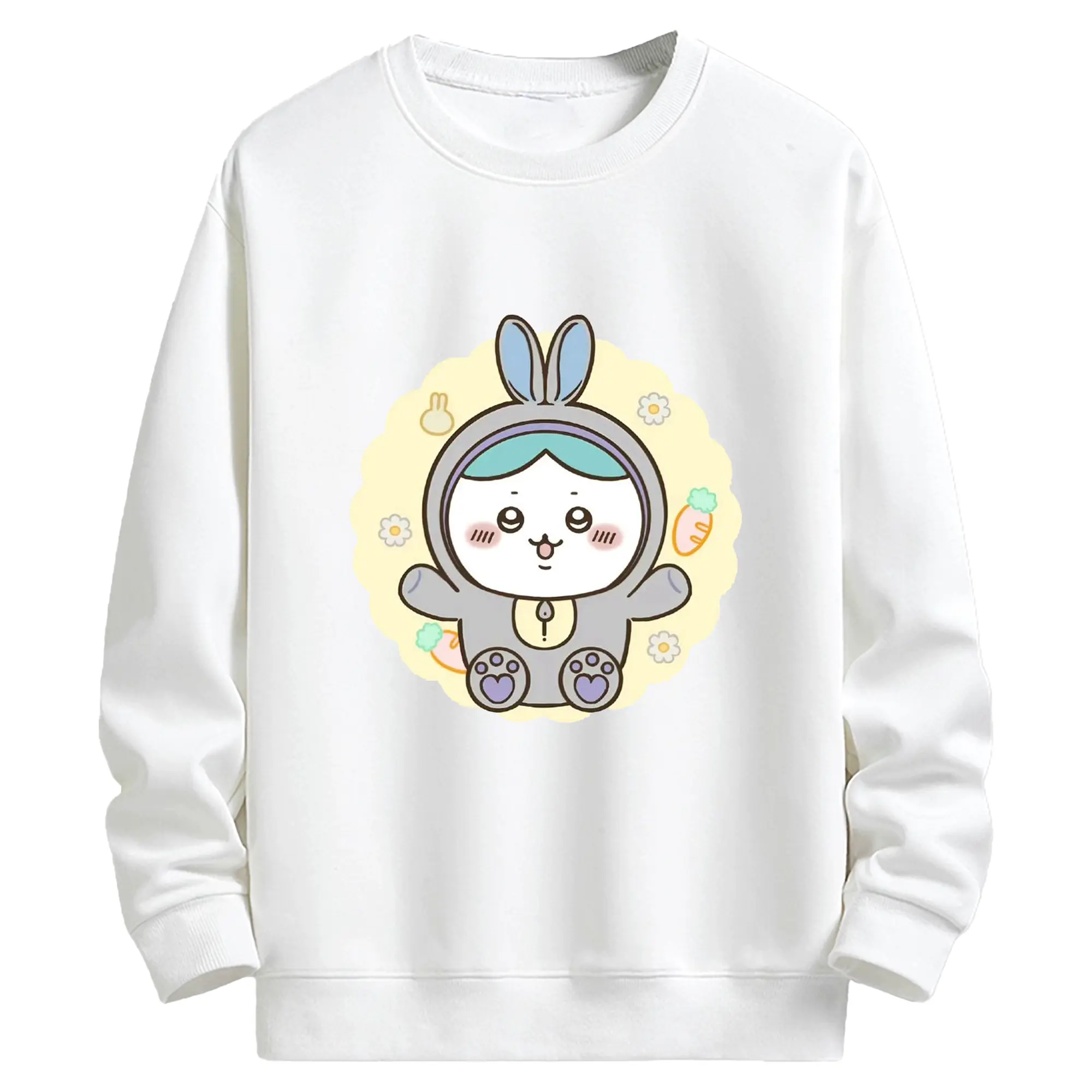 ちい が わ グッズ ハチワレ - キッズ クルーネックスウェットシャツ ・ フロントプリント ・ 綿80％ ポリエステル20％ ・ 快適 通学 スポーツ 日常使い お散歩用