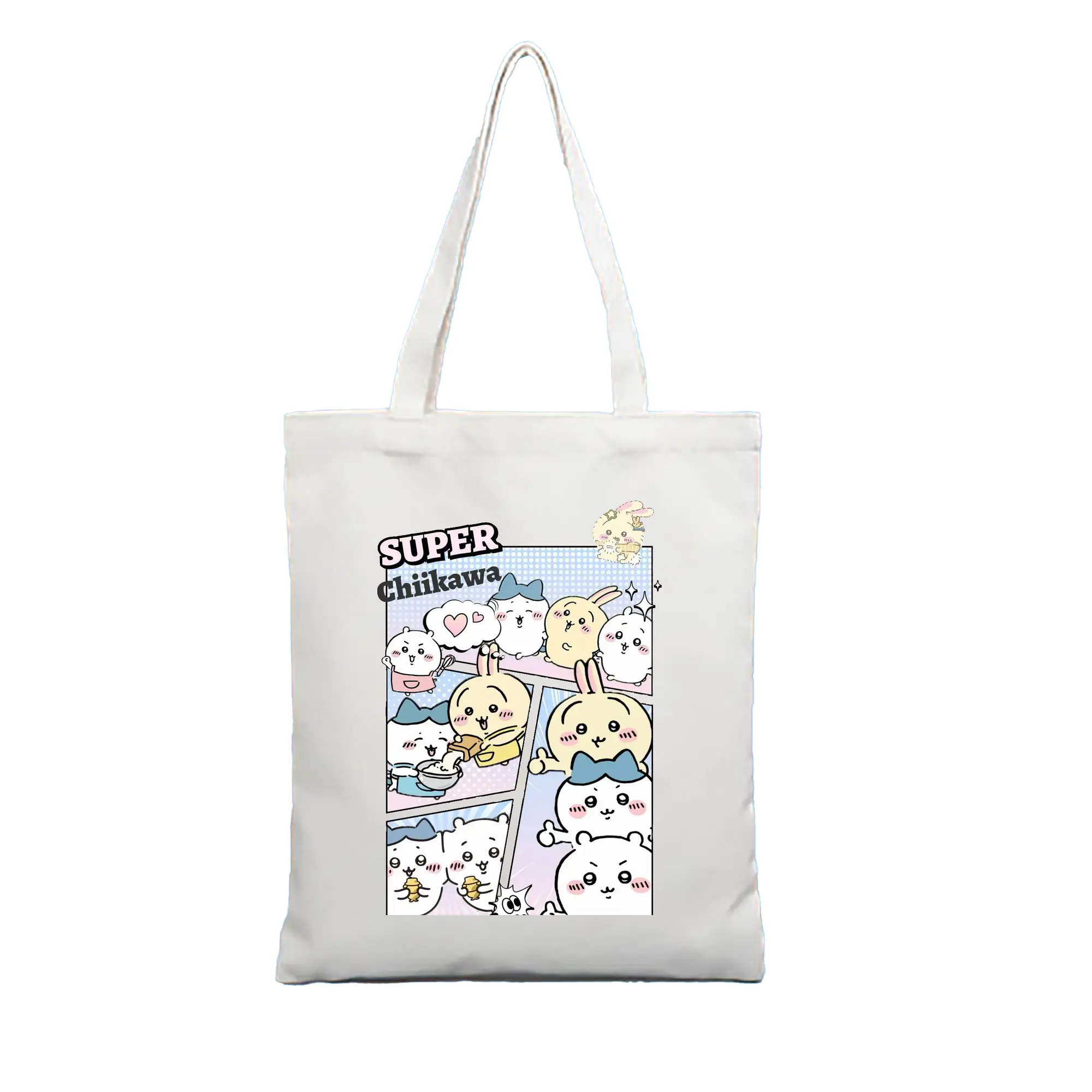 ちい が わ グッズ ハチワレ - 縦型キャンバス手提げバッグ（トートバッグ） ・ キャンバス素材 ・ ショッピング用 ・ 軽量 丈夫 お手入れ簡単