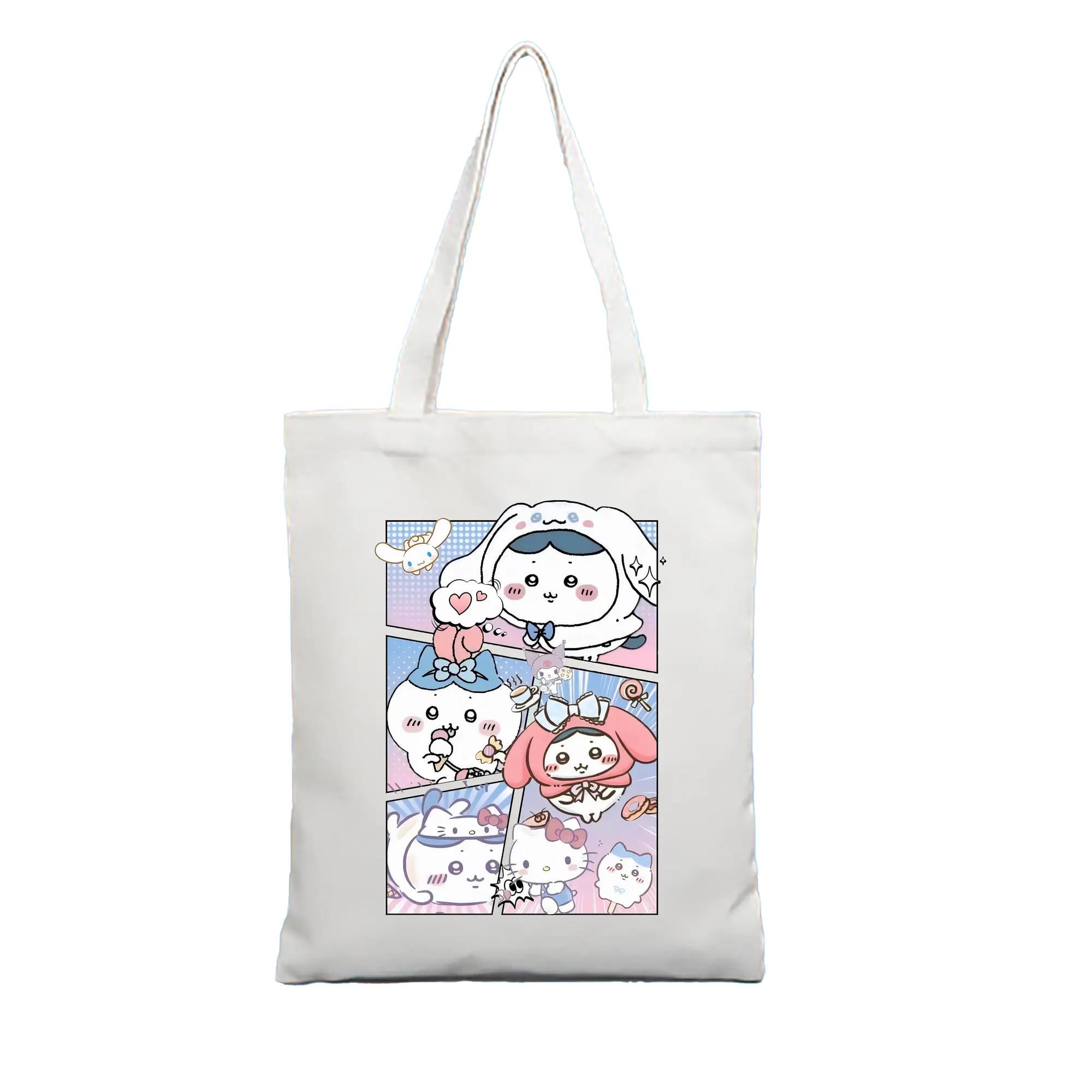 ちい が わ グッズ ハチワレ - 縦型キャンバス手提げバッグ（トートバッグ） ・ キャンバス素材 ・ ショッピング用 ・ 軽量 丈夫 お手入れ簡単