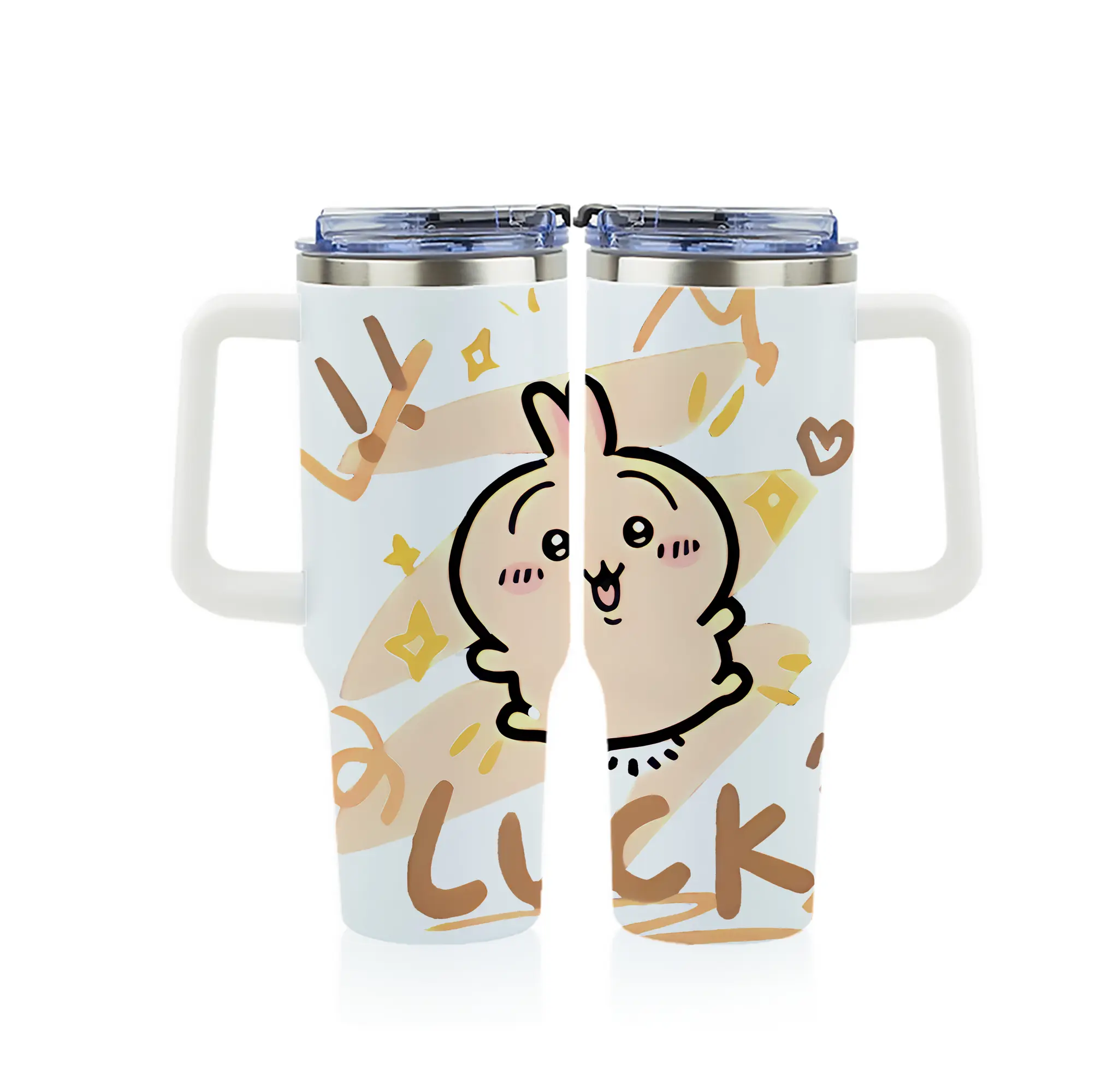 ちい が わ グッズ うさぎ - 1200mL フルプリント車用タンブラー ・ 304ステンレス 内側 ・ 201ステンレス 外側 ・ 保温 保冷 ・ 通勤 ドライブ アウトドア用