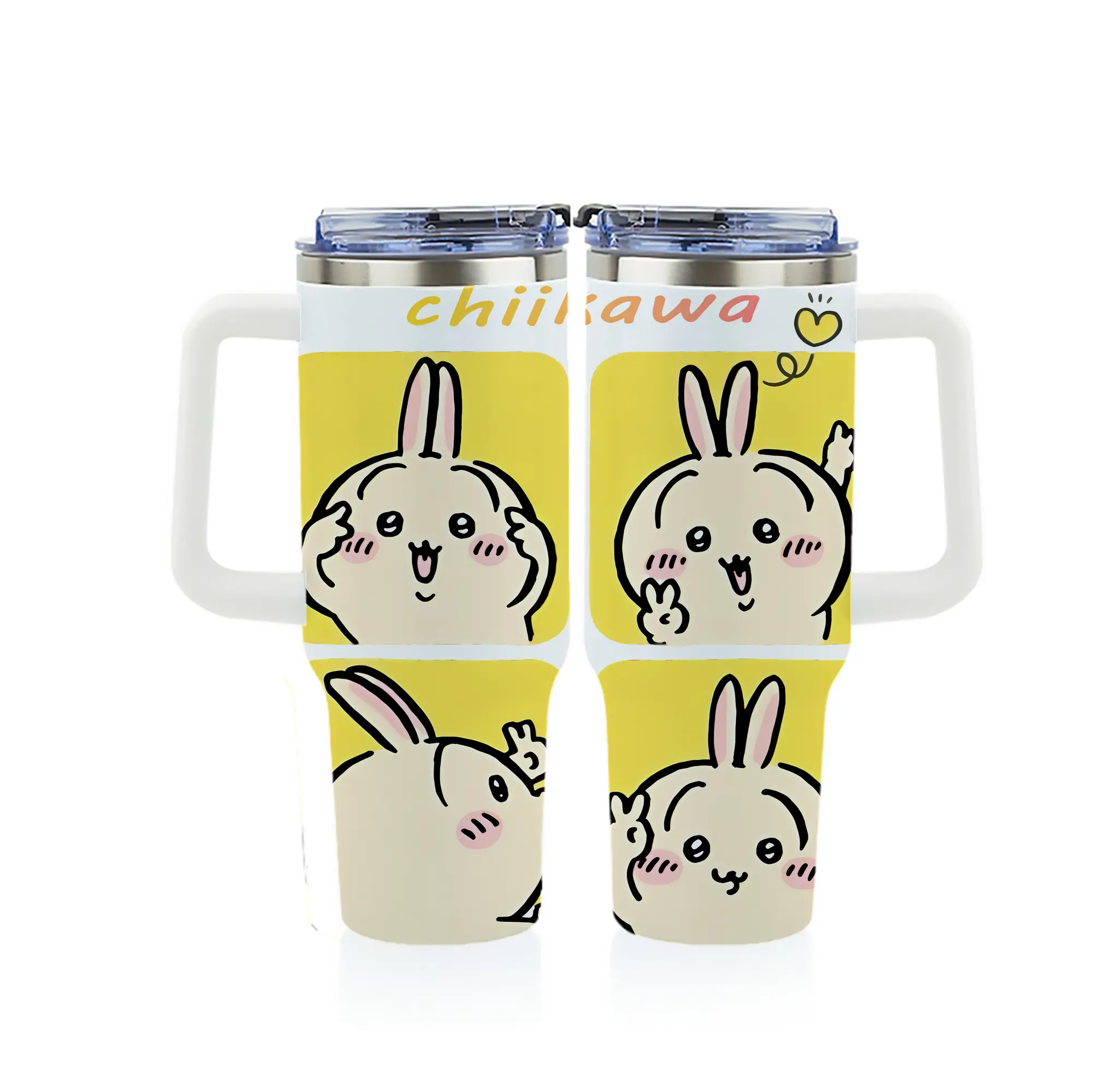 ちい が わ グッズ うさぎ - 1200mL フルプリント車用タンブラー ・ 304ステンレス 内側 ・ 201ステンレス 外側 ・ 保温 保冷 ・ 通勤 ドライブ アウトドア用