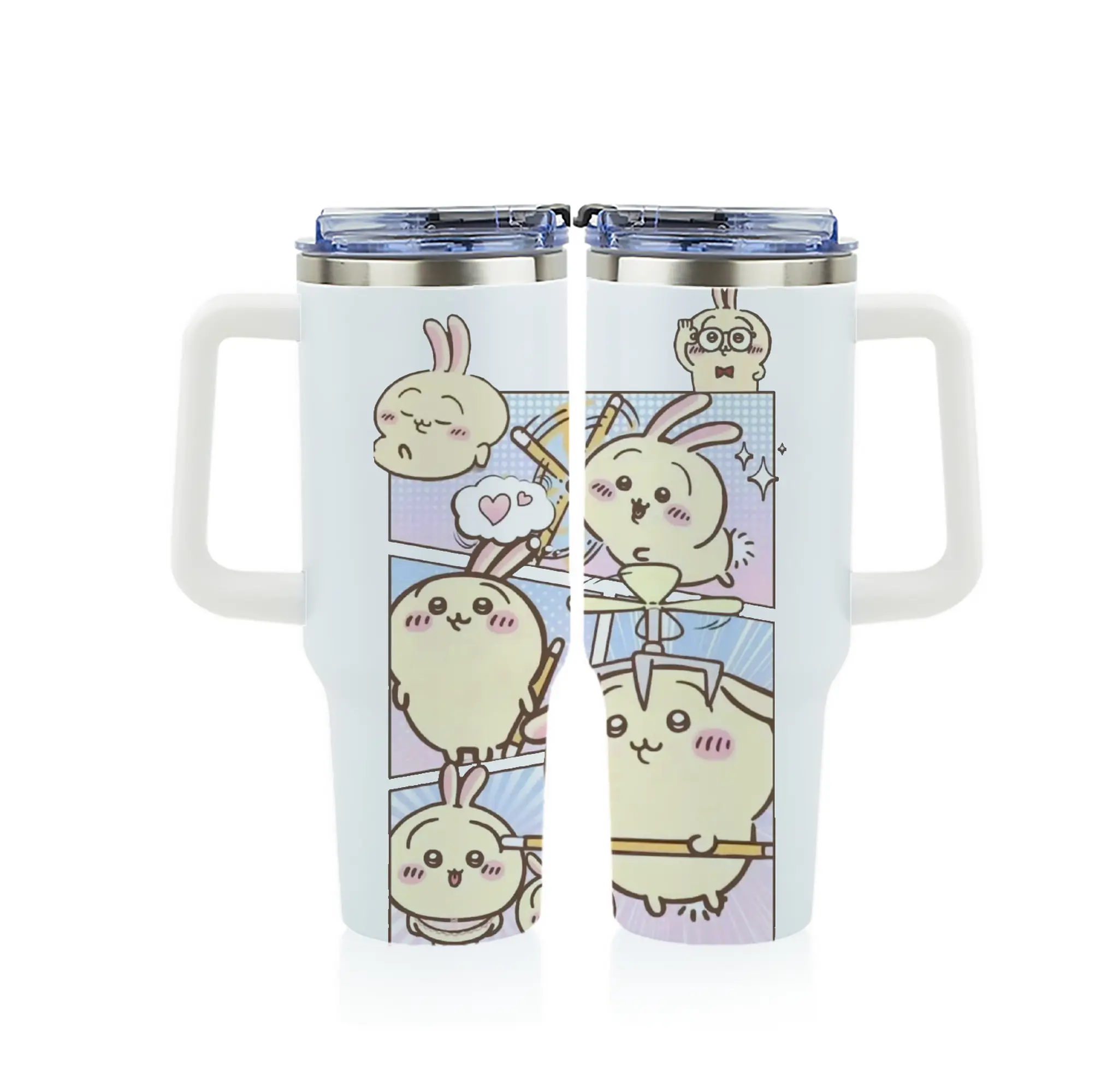 ちい が わ グッズ うさぎ - 1200mL フルプリント車用タンブラー ・ 304ステンレス 内側 ・ 201ステンレス 外側 ・ 保温 保冷 ・ 通勤 ドライブ アウトドア用