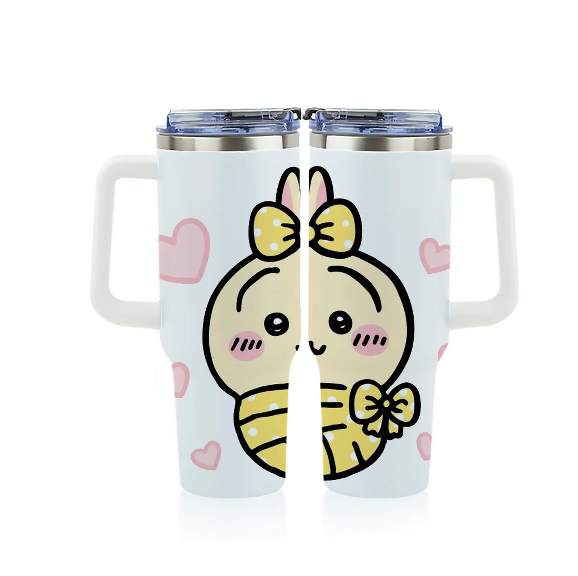 ちい が わ グッズ うさぎ - 1200mL フルプリント車用タンブラー ・ 304ステンレス 内側 ・ 201ステンレス 外側 ・ 保温 保冷 ・ 通勤 ドライブ アウトドア用