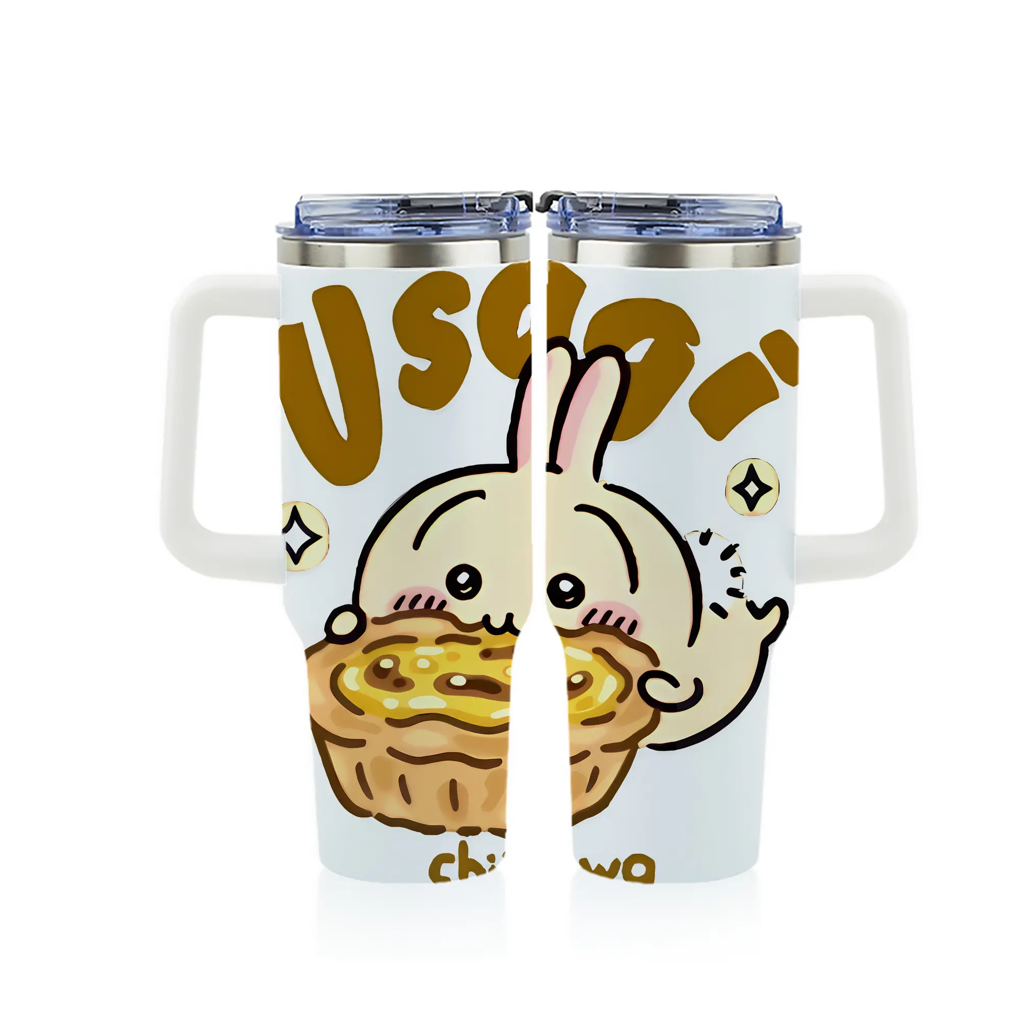 ちい が わ グッズ うさぎ - 1200mL フルプリント車用タンブラー ・ 304ステンレス 内側 ・ 201ステンレス 外側 ・ 保温 保冷 ・ 通勤 ドライブ アウトドア用