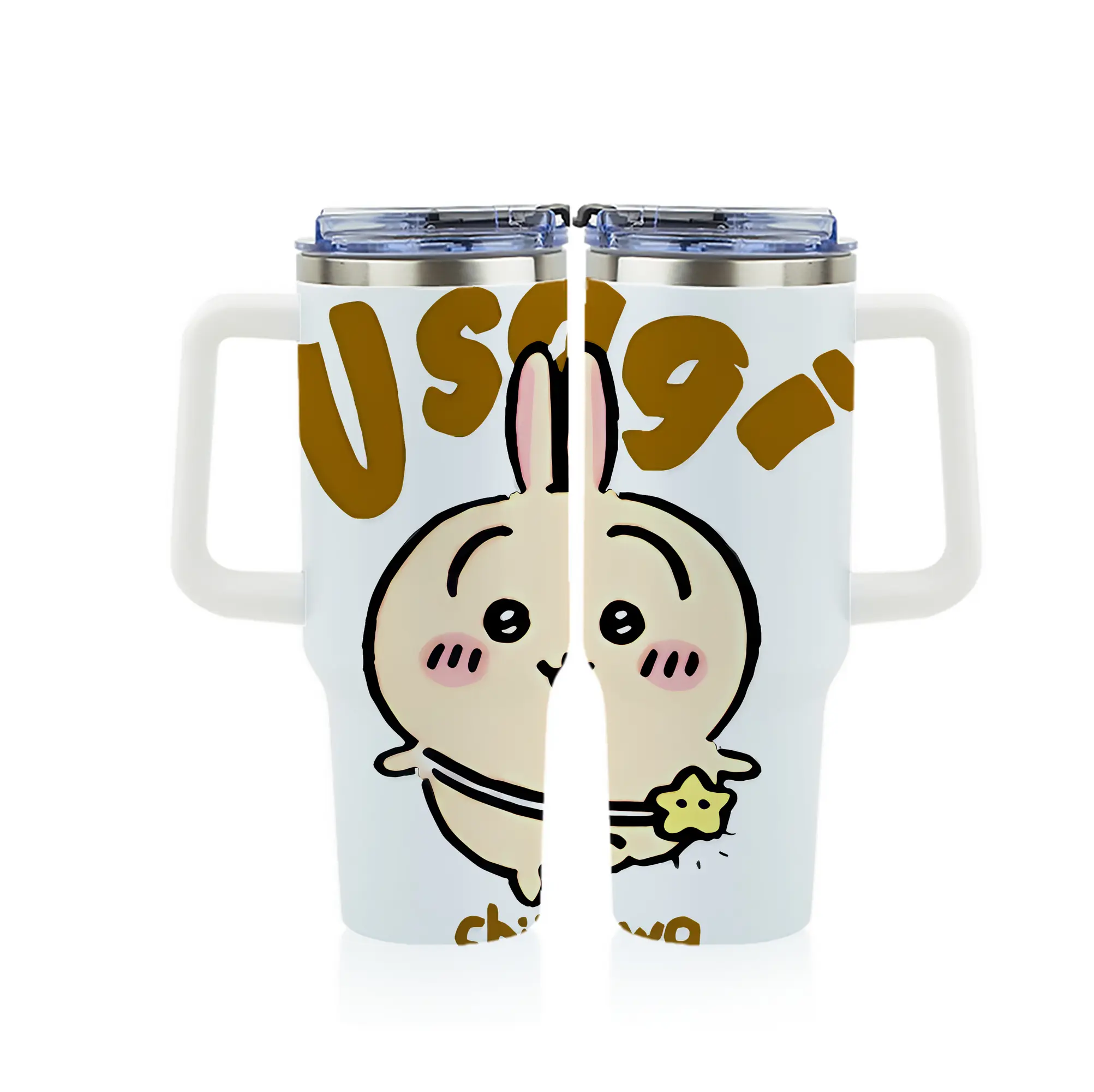 ちい が わ グッズ うさぎ - 1200mL フルプリント車用タンブラー ・ 304ステンレス 内側 ・ 201ステンレス 外側 ・ 保温 保冷 ・ 通勤 ドライブ アウトドア用