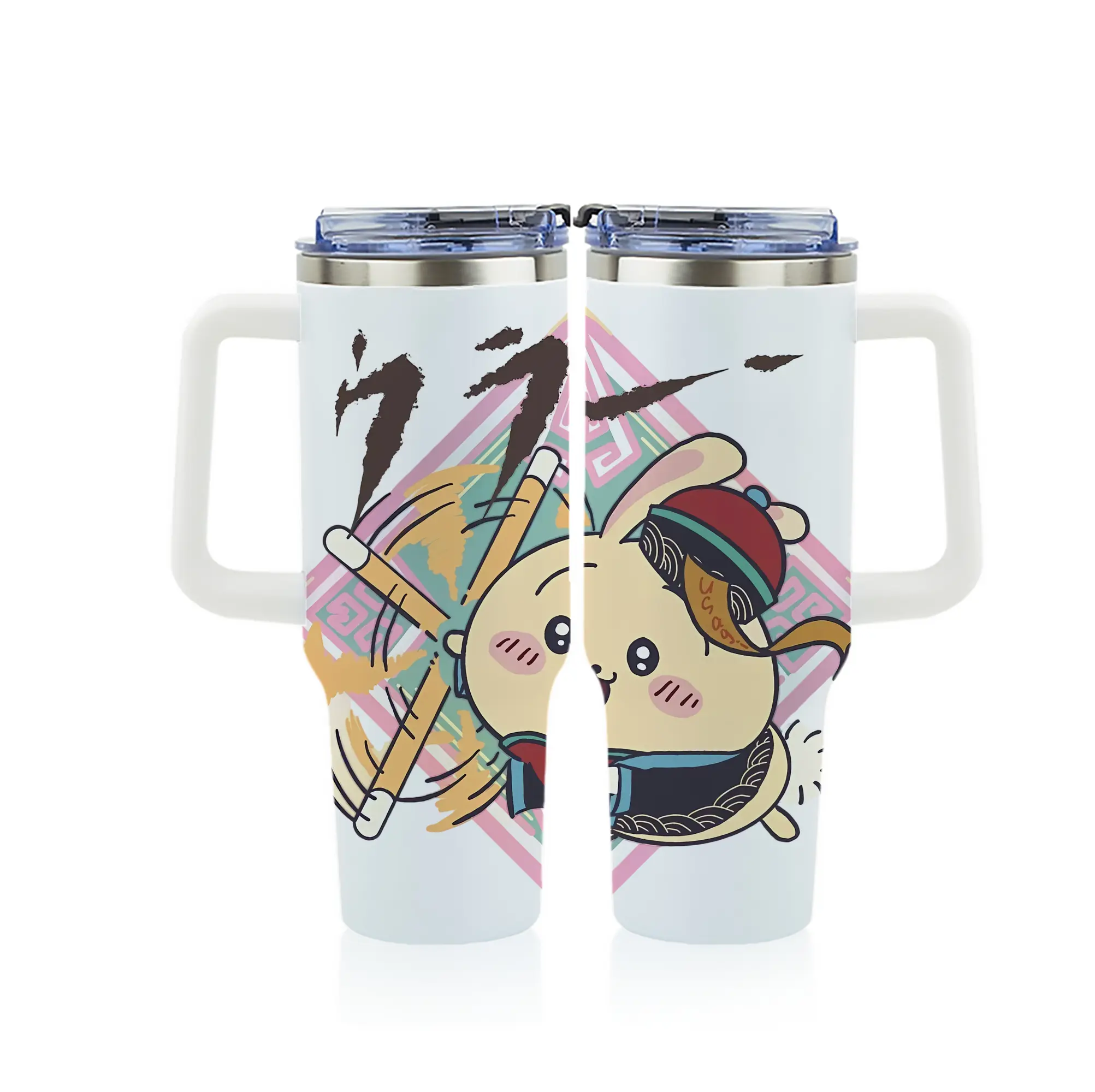 ちい が わ グッズ うさぎ - 1200mL フルプリント車用タンブラー ・ 304ステンレス 内側 ・ 201ステンレス 外側 ・ 保温 保冷 ・ 通勤 ドライブ アウトドア用