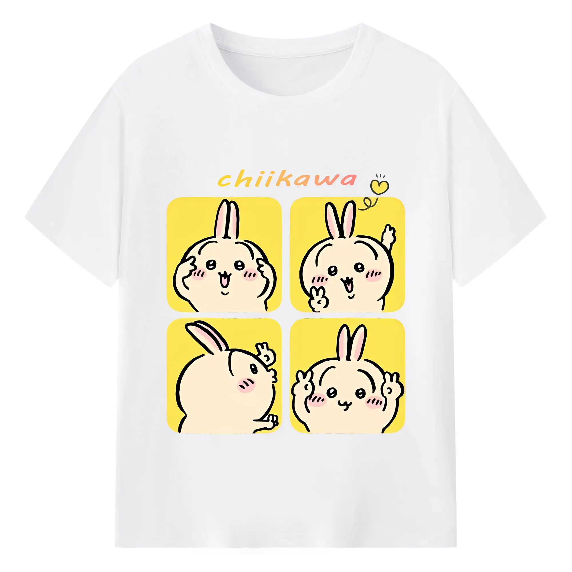 ちい が わ グッズ うさぎ - 綿100％ 半袖Tシャツ ・ フロントプリント ・ 快適 通気性 ・ 日常使い 散歩 スポーツ用