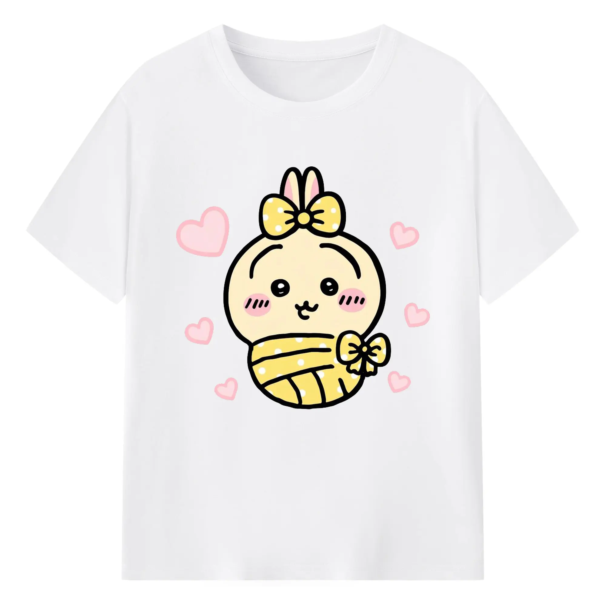 ちい が わ グッズ うさぎ - 綿100％ 半袖Tシャツ ・ フロントプリント ・ 快適 通気性 ・ 日常使い 散歩 スポーツ用