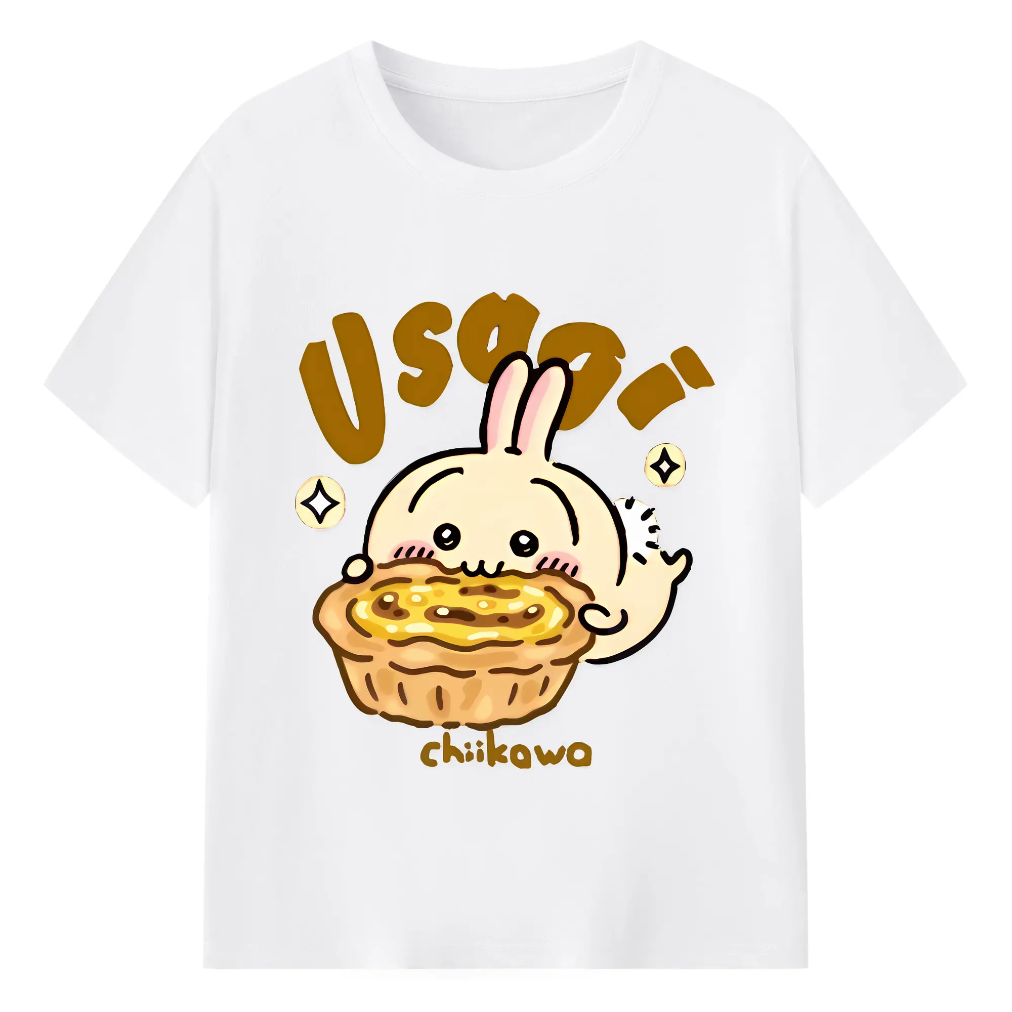 ちい が わ グッズ うさぎ - 綿100％ 半袖Tシャツ ・ フロントプリント ・ 快適 通気性 ・ 日常使い 散歩 スポーツ用