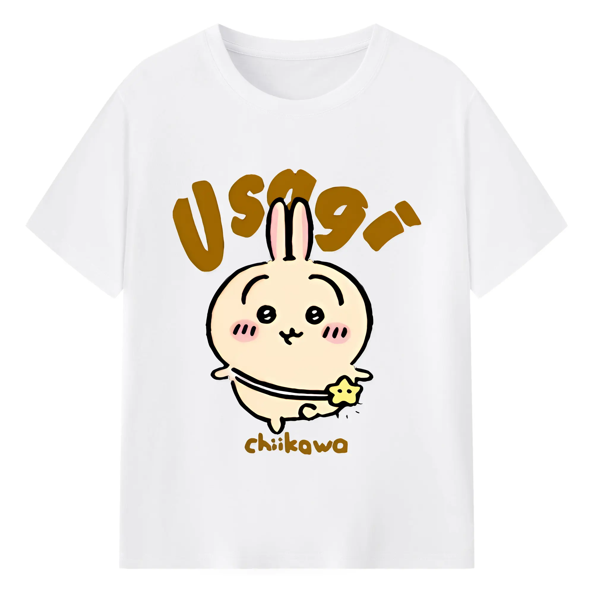 ちい が わ グッズ うさぎ - 綿100％ 半袖Tシャツ ・ フロントプリント ・ 快適 通気性 ・ 日常使い 散歩 スポーツ用