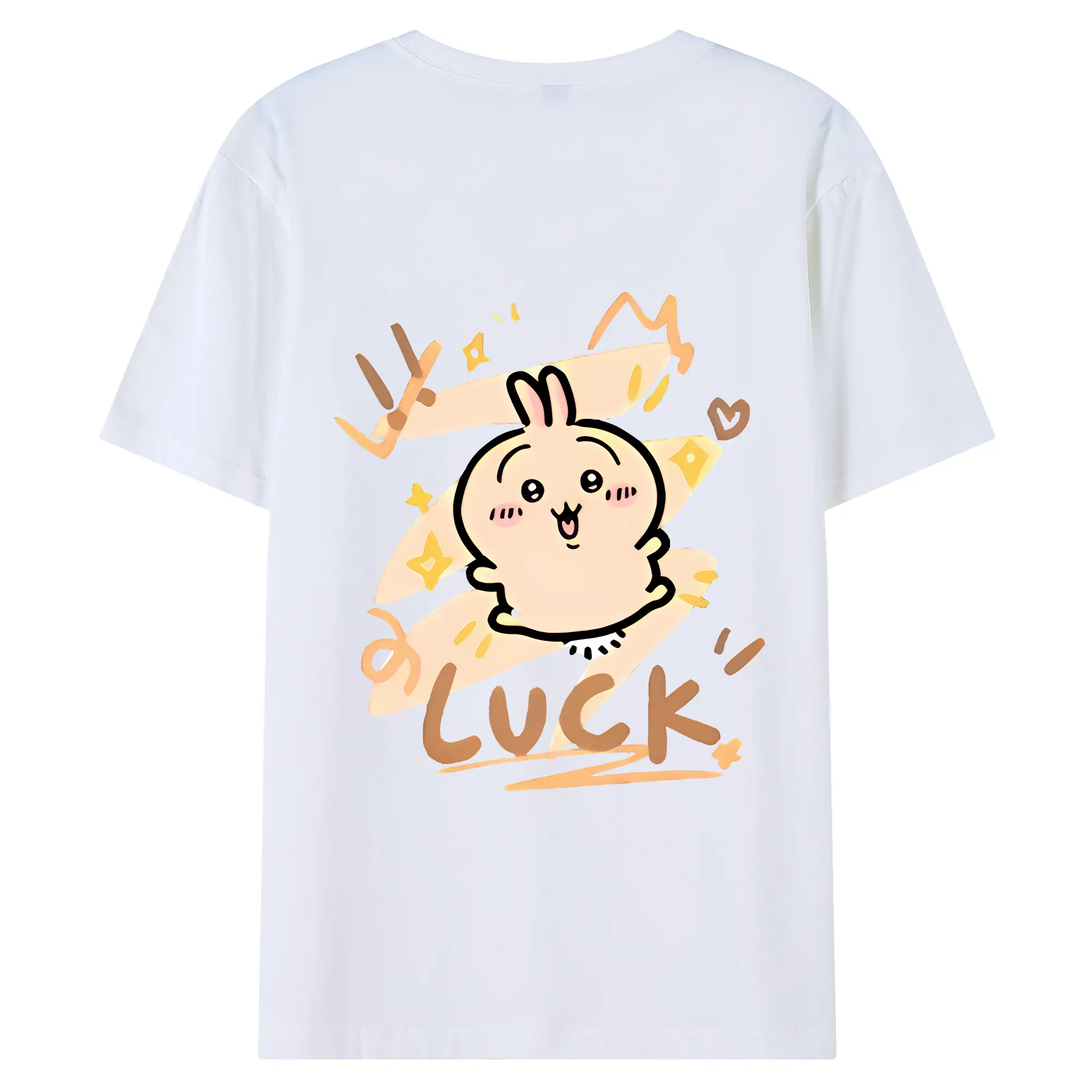ちい が わ グッズ うさぎ - 綿100％ 半袖Tシャツ ・ バックプリント ・ 快適 通気性 ・ 日常使い 散歩 スポーツ用