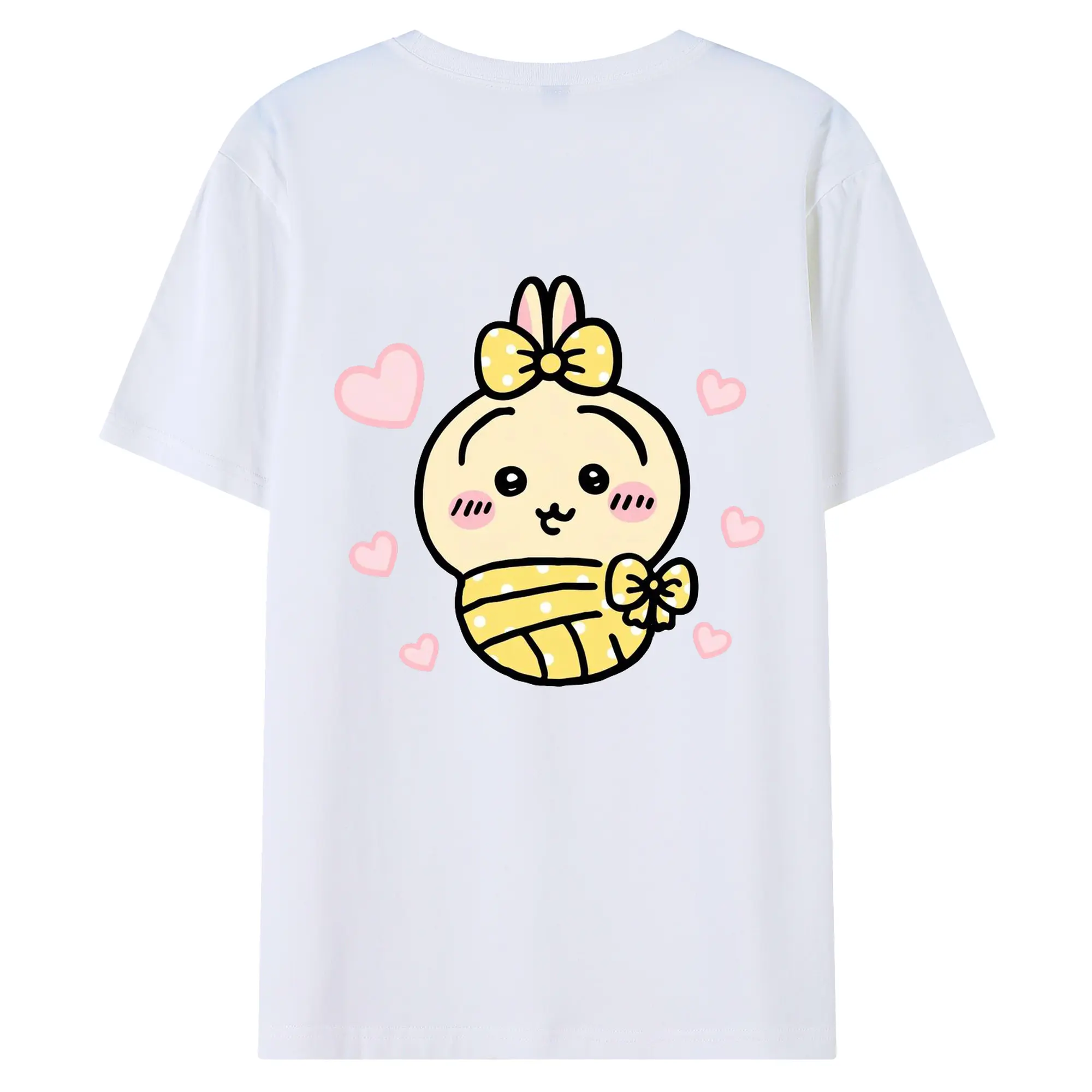 ちい が わ グッズ うさぎ - 綿100％ 半袖Tシャツ ・ バックプリント ・ 快適 通気性 ・ 日常使い 散歩 スポーツ用