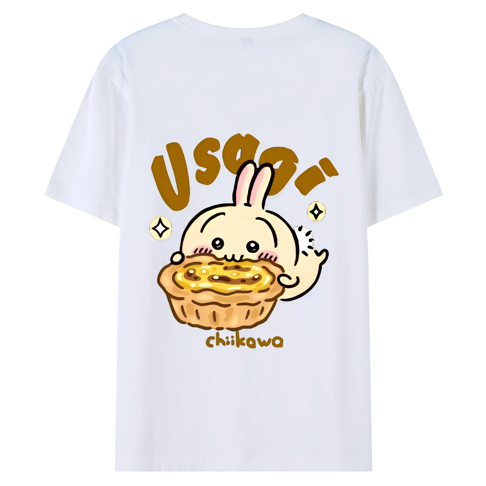 ちい が わ グッズ うさぎ - 綿100％ 半袖Tシャツ ・ バックプリント ・ 快適 通気性 ・ 日常使い 散歩 スポーツ用